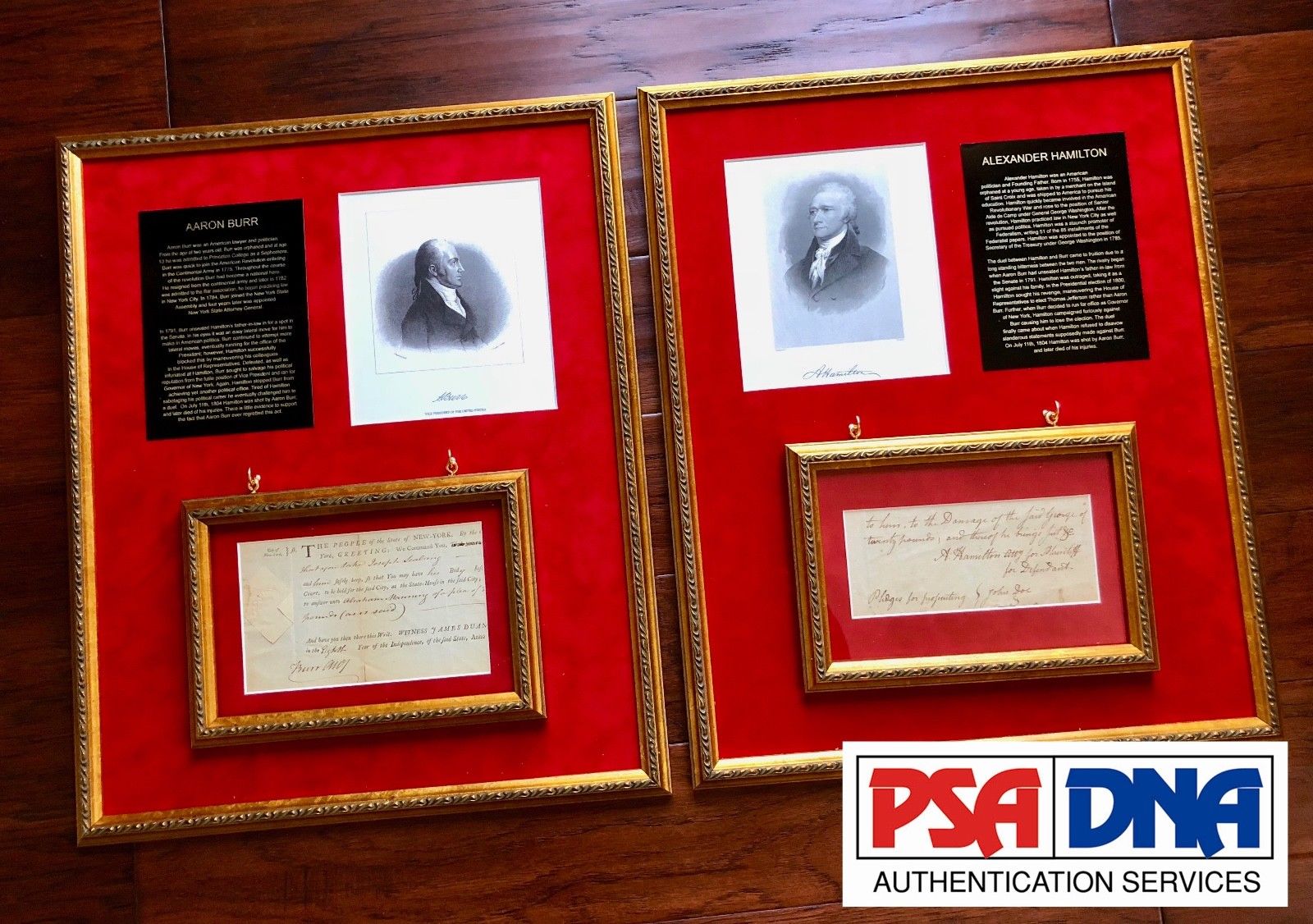 ALEXANDER HAMILTON * AARON BURR * Signed Handwritten Autograph Display * PSA/DNA