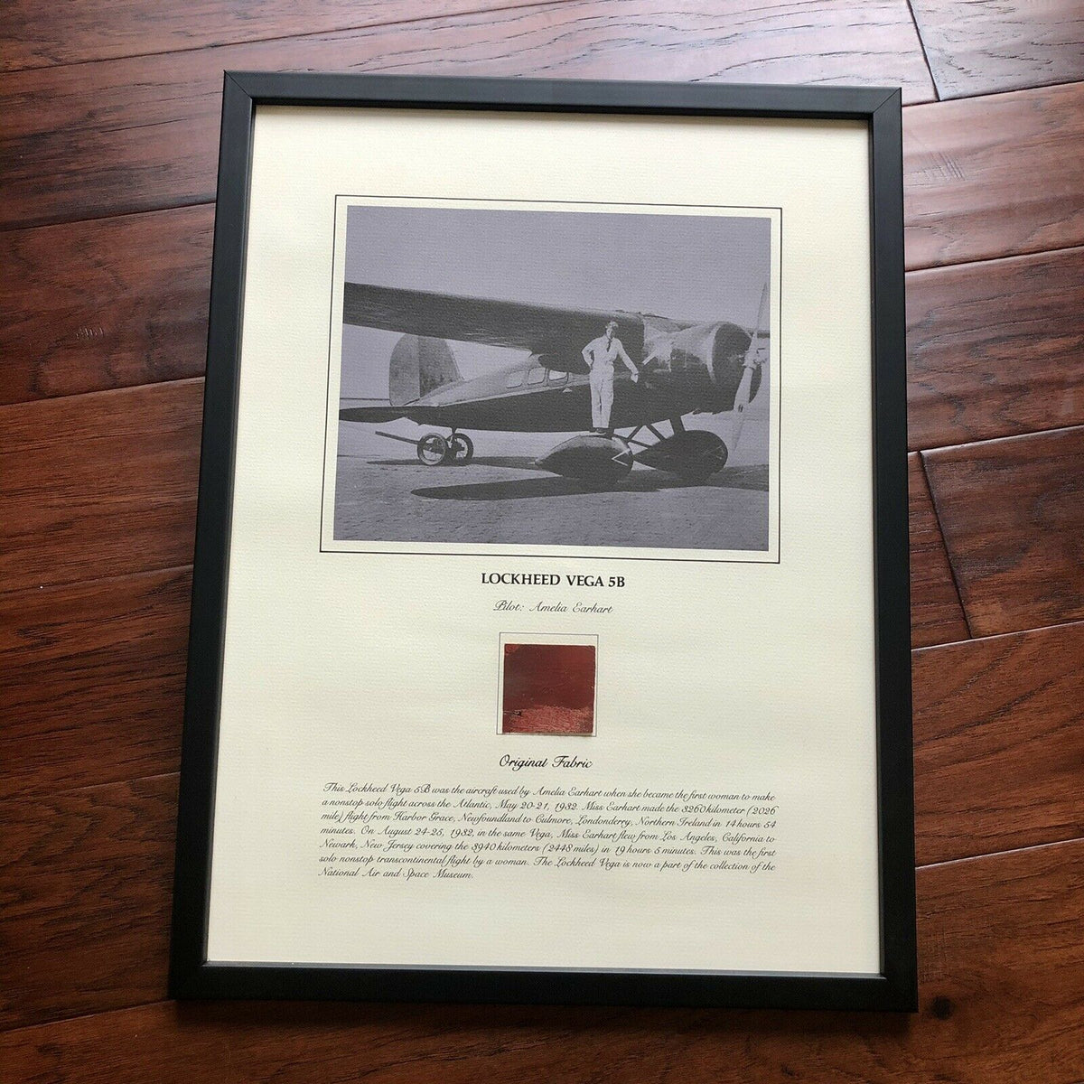 AMELIA EARHART * Original Flown Vega 5B Fabric * From Smithsonian Institute