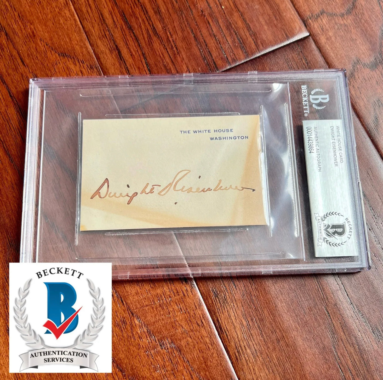 DWIGHT D. EISENHOWER * BAS BECKETT Slab * Signed White House Card Autograph