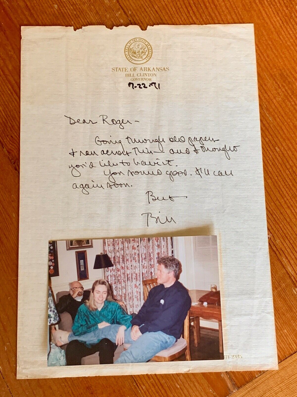 BILL CLINTON * JSA * AUTOGRAPH Letter SIGNED to Bro ROGER + rare PERSONAL photo!