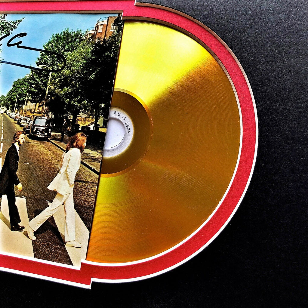 PAUL MCCARTNEY * Perry Cox * ABBEY ROAD Autograph Mini GOLD RECORD Signed BEATLE