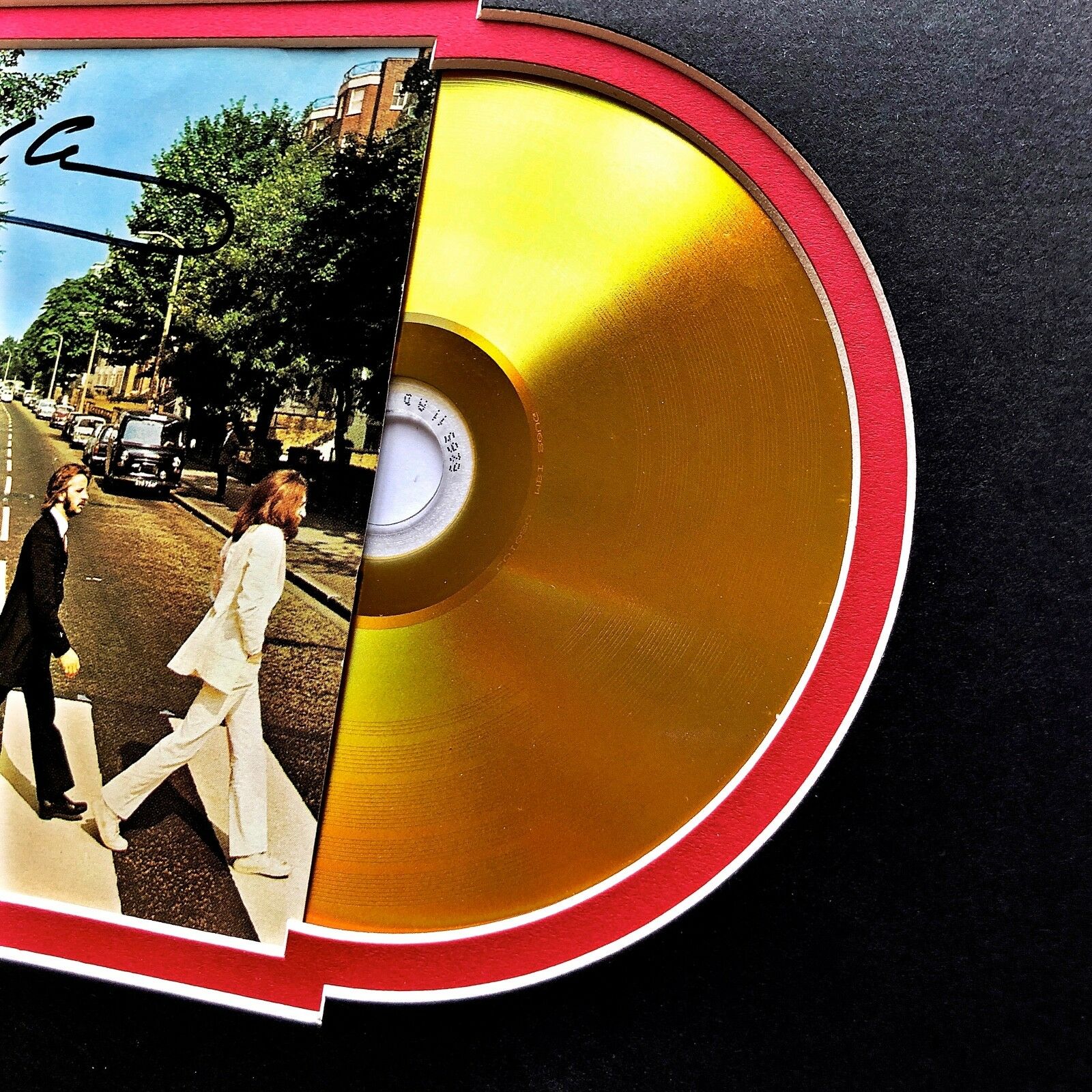 PAUL MCCARTNEY * Perry Cox * ABBEY ROAD Autograph Mini GOLD RECORD Signed BEATLE