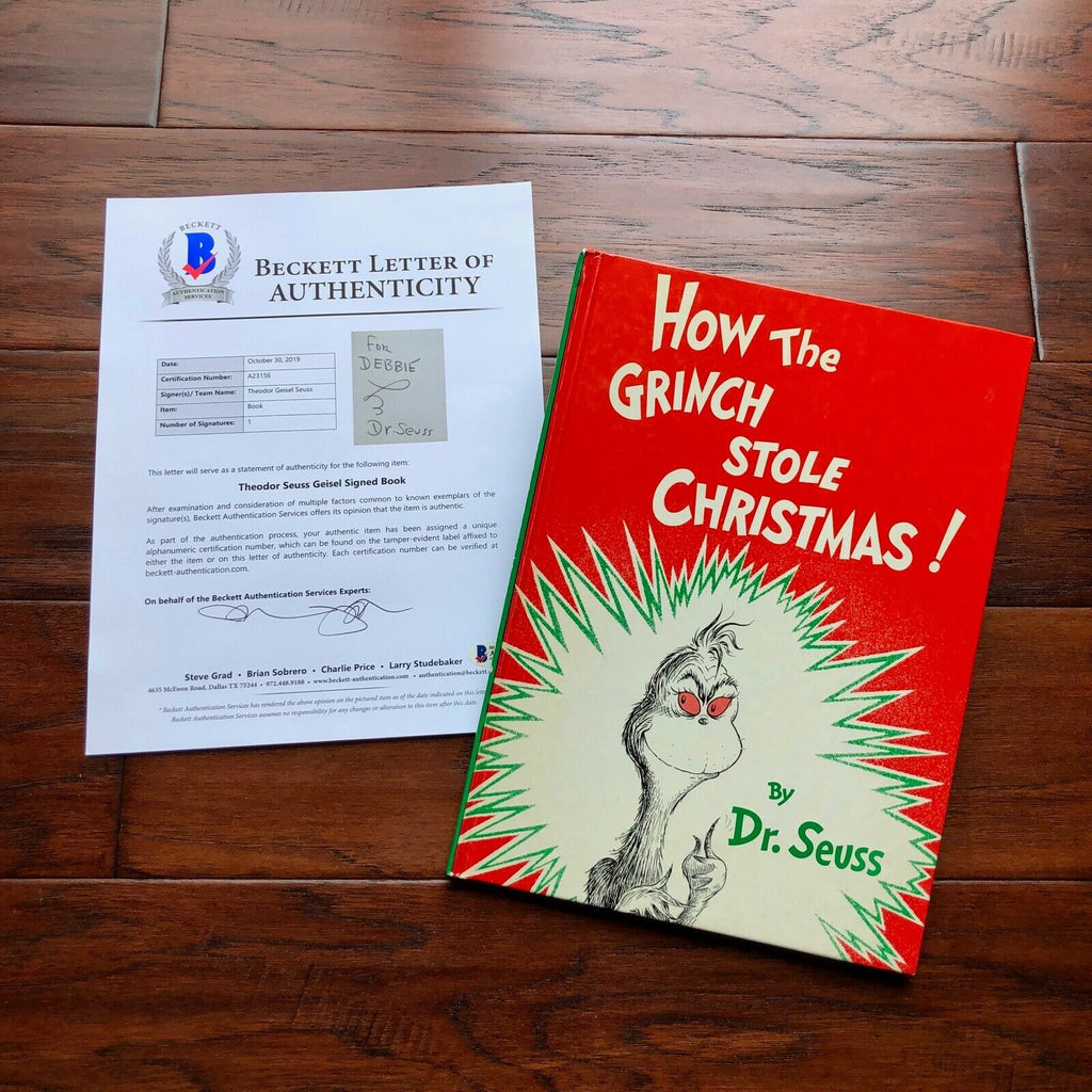 DR. SEUSS * BAS * AUTOGRAPH "How The Grinch Stole Christmas" SIGNED Xmas Classic