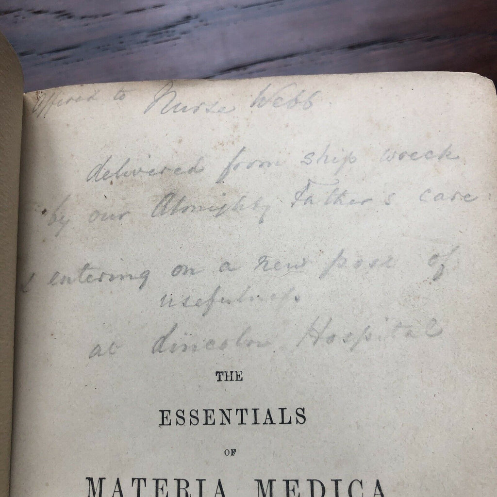 FLORENCE NIGHTINGALE * JSA * Autograph Medical Book Signed to Shipwreck Nurse *