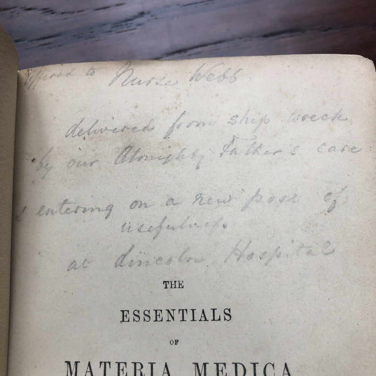 FLORENCE NIGHTINGALE * JSA * Autograph Medical Book Signed to Shipwreck Nurse *
