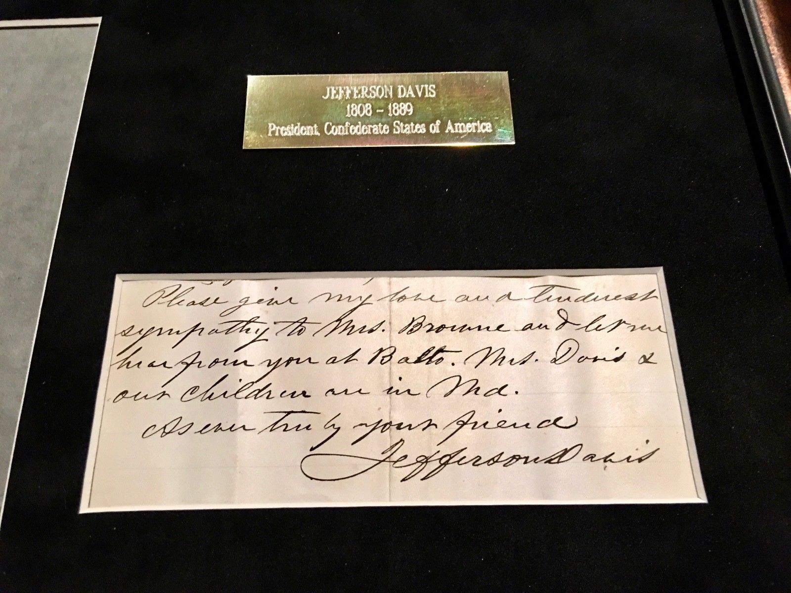 JEFFERSON DAVIS * JSA COA * Confederate President AUTOGRAPH Note * SIGNED 2X