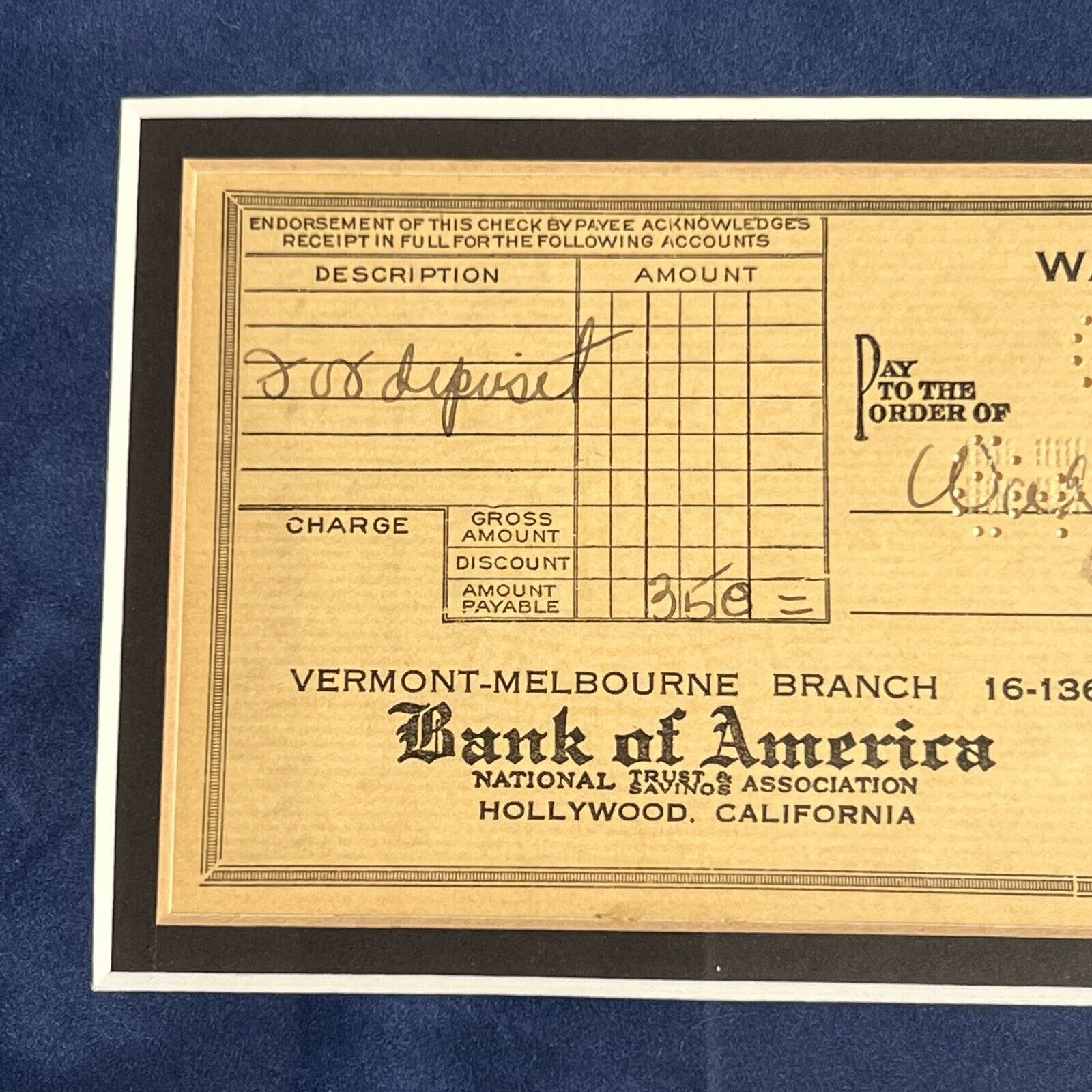 WALT DISNEY * JSA LOA * Autograph Check Signed Full Signature Display