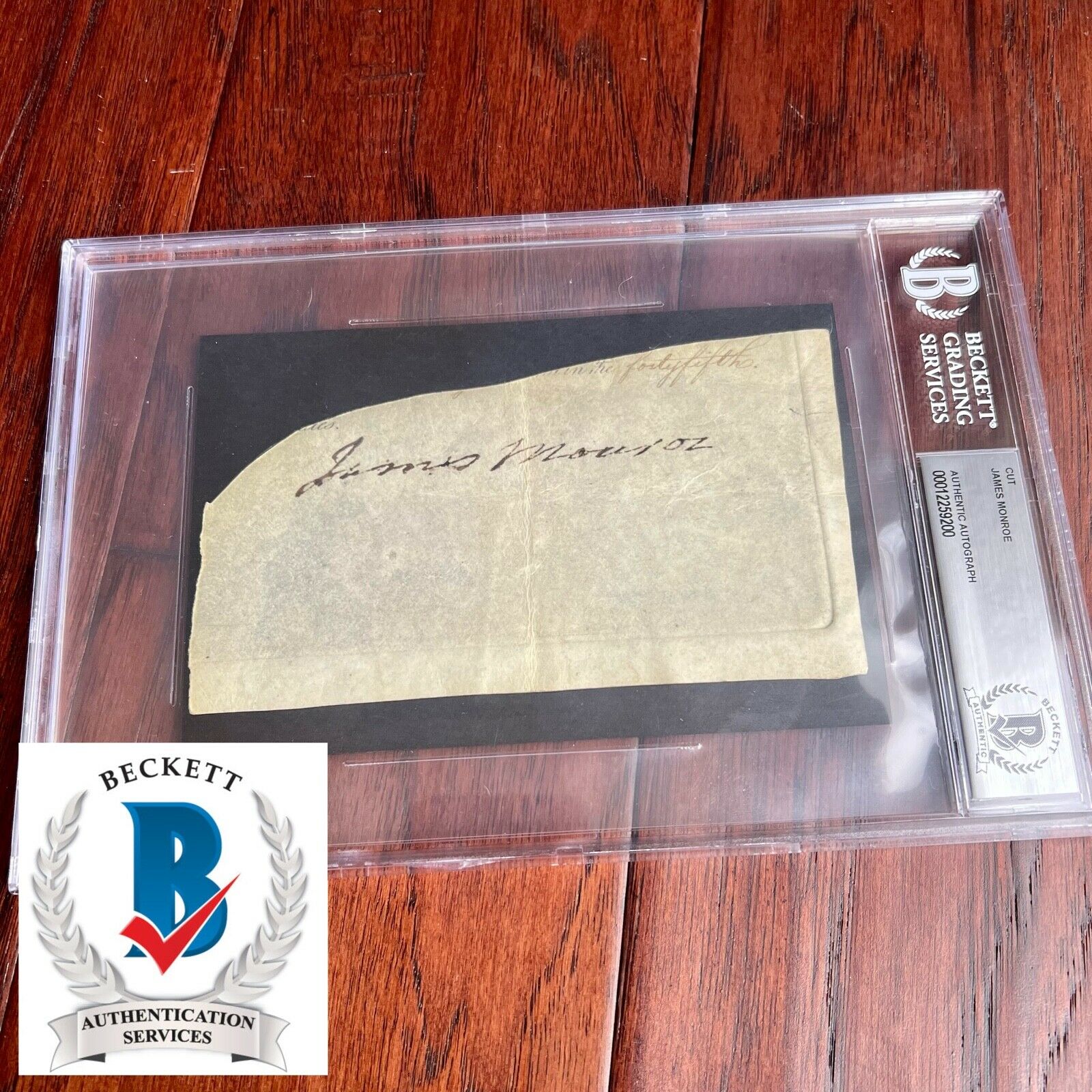 JAMES MONROE * BAS* AUTOGRAPH Cut Signature SIGNED * Beckett