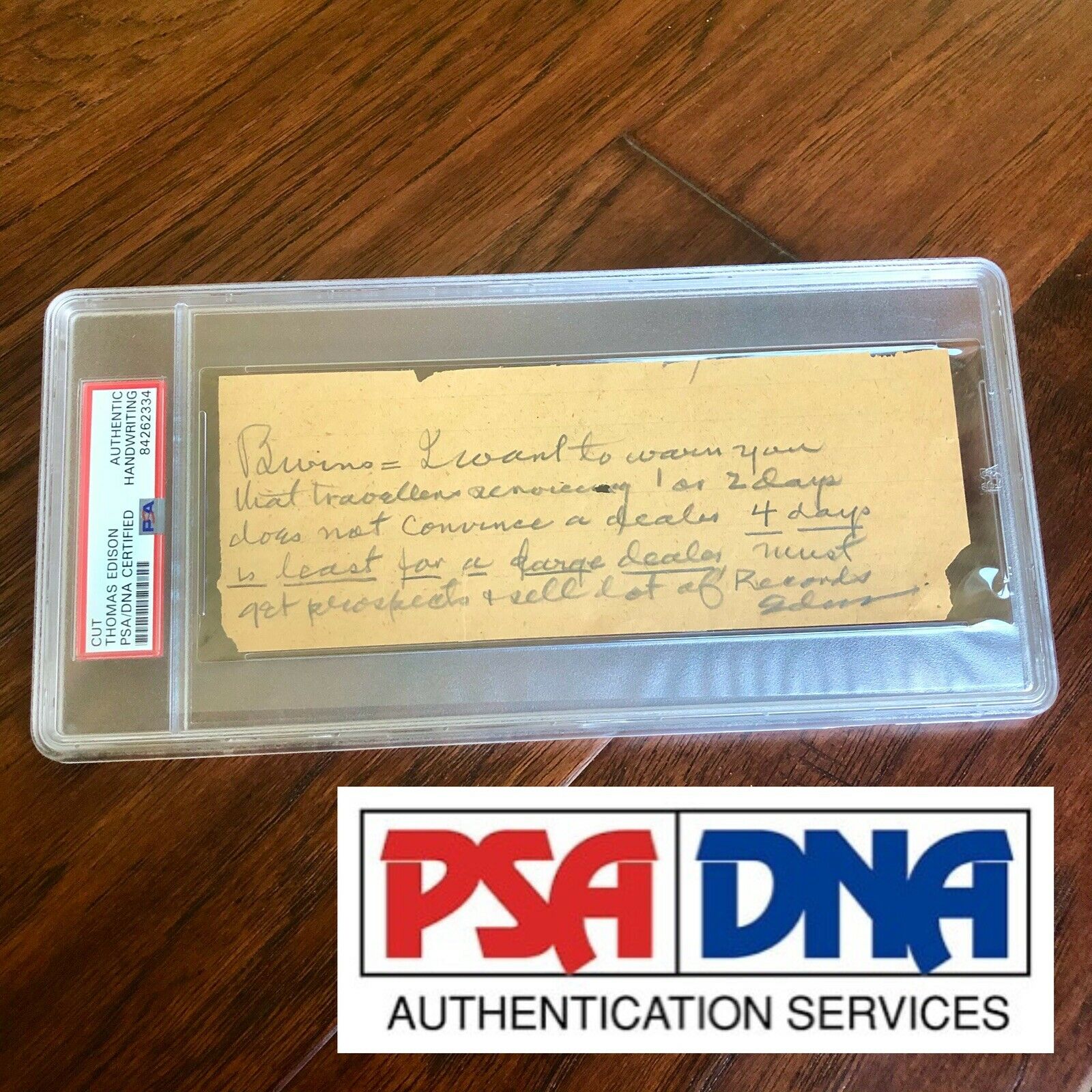 Thomas Edison * PSA/DNA Slab * "Sell Records" Autograph Handwritten Note Signed