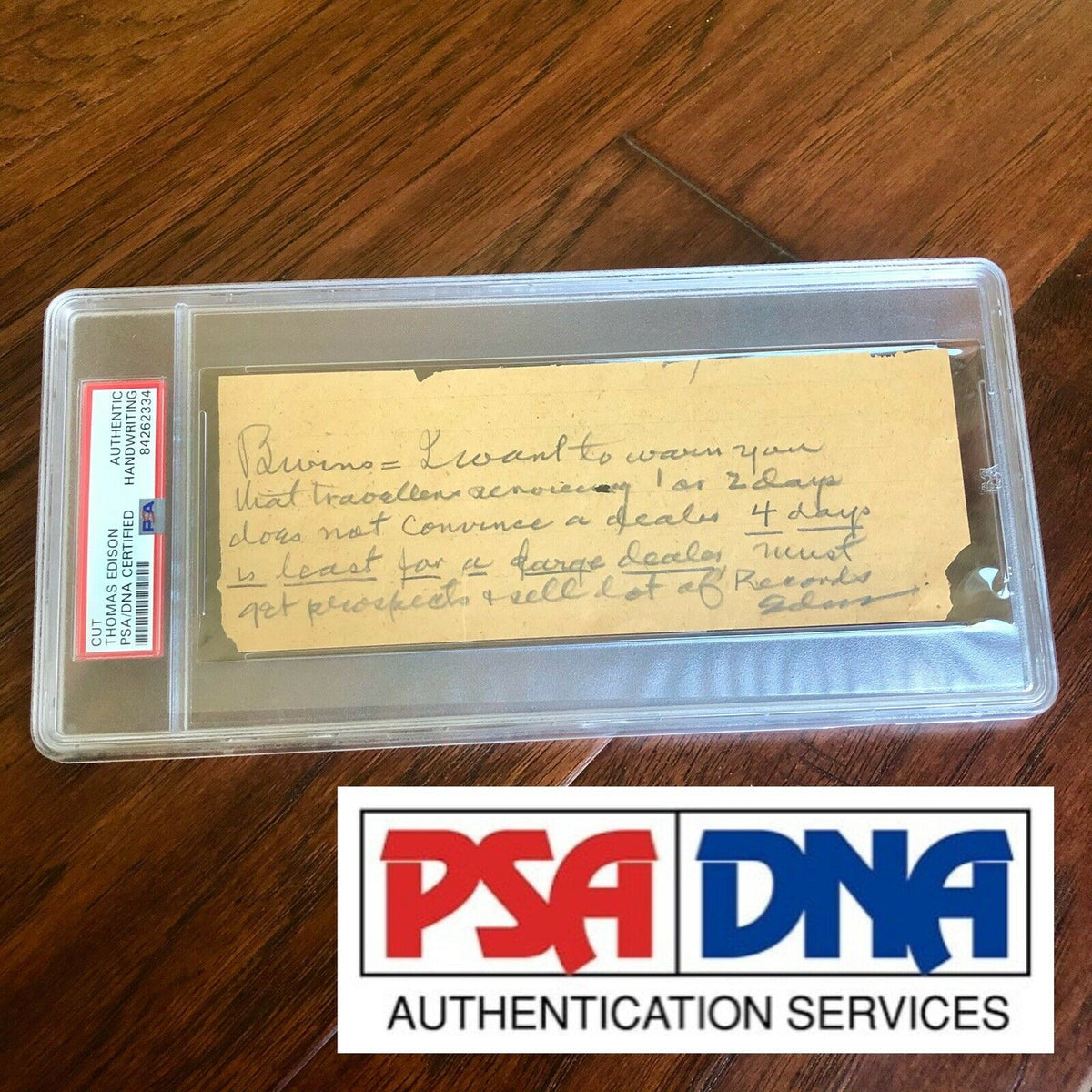 Thomas Edison * PSA/DNA Slab * "Sell Records" Autograph Handwritten Note Signed