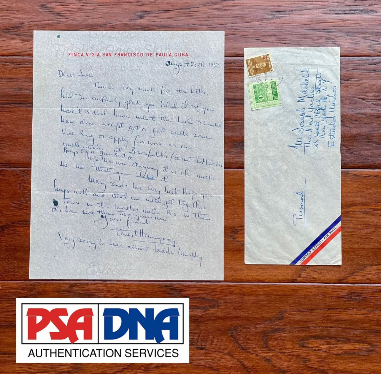 ERNEST HEMINGWAY * PSA/DNA * Autograph Letter Signed Re: "Old Man And The Sea"