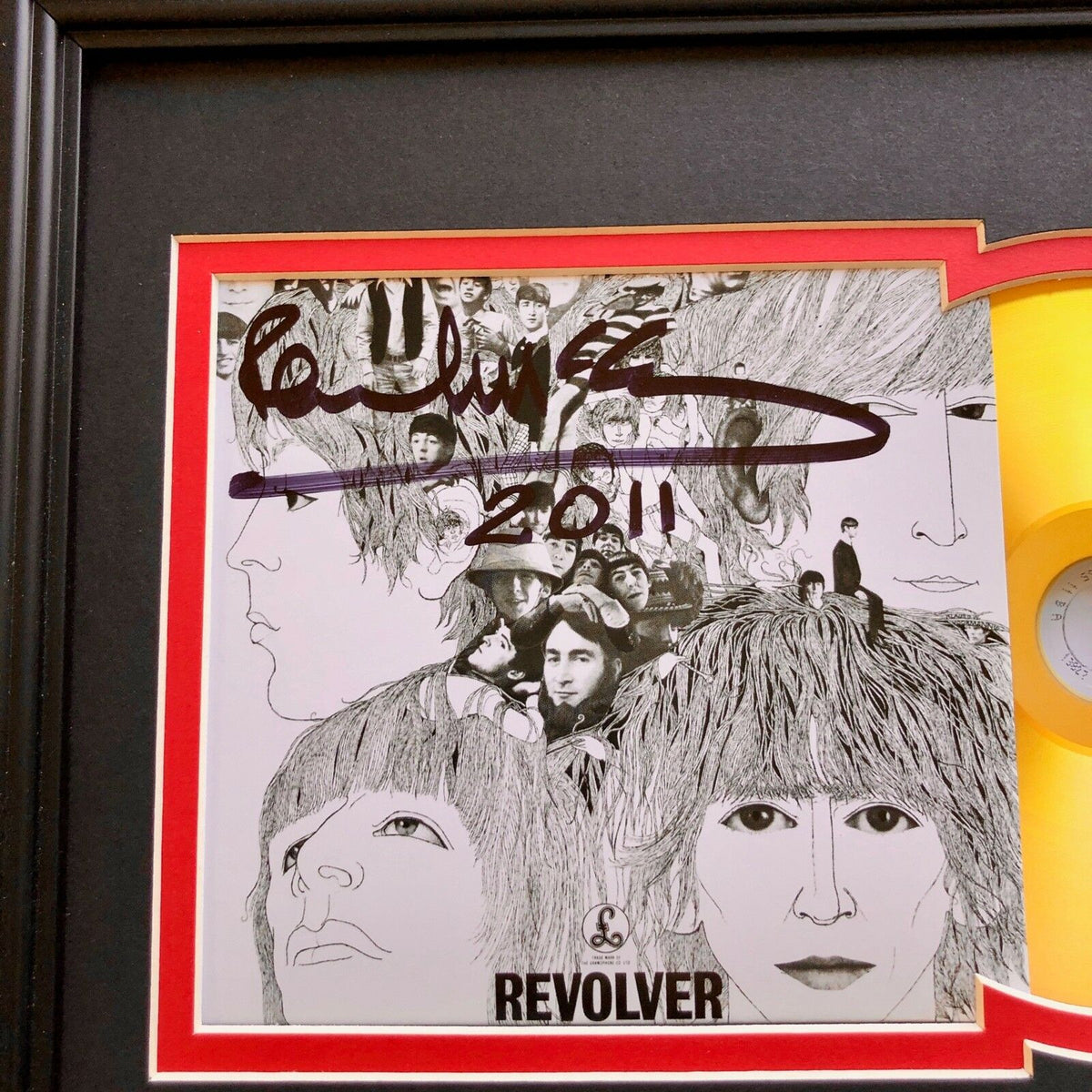 PAUL MCCARTNEY * Perry Cox * BEATLES REVOLVER Autograph Mini GOLD RECORD Signed