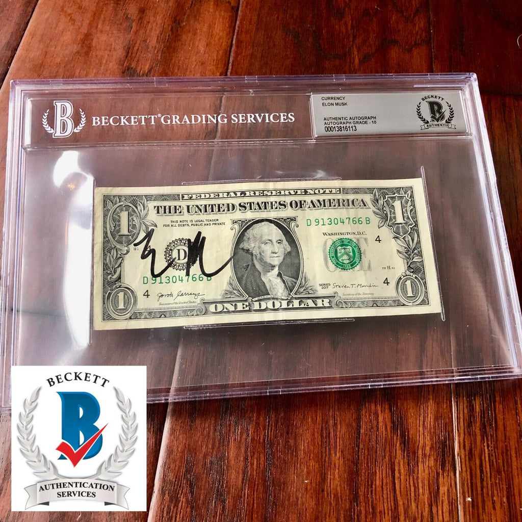 ELON MUSK * BAS Beckett * Graded 10 Autograph Dollar Bill Signed *