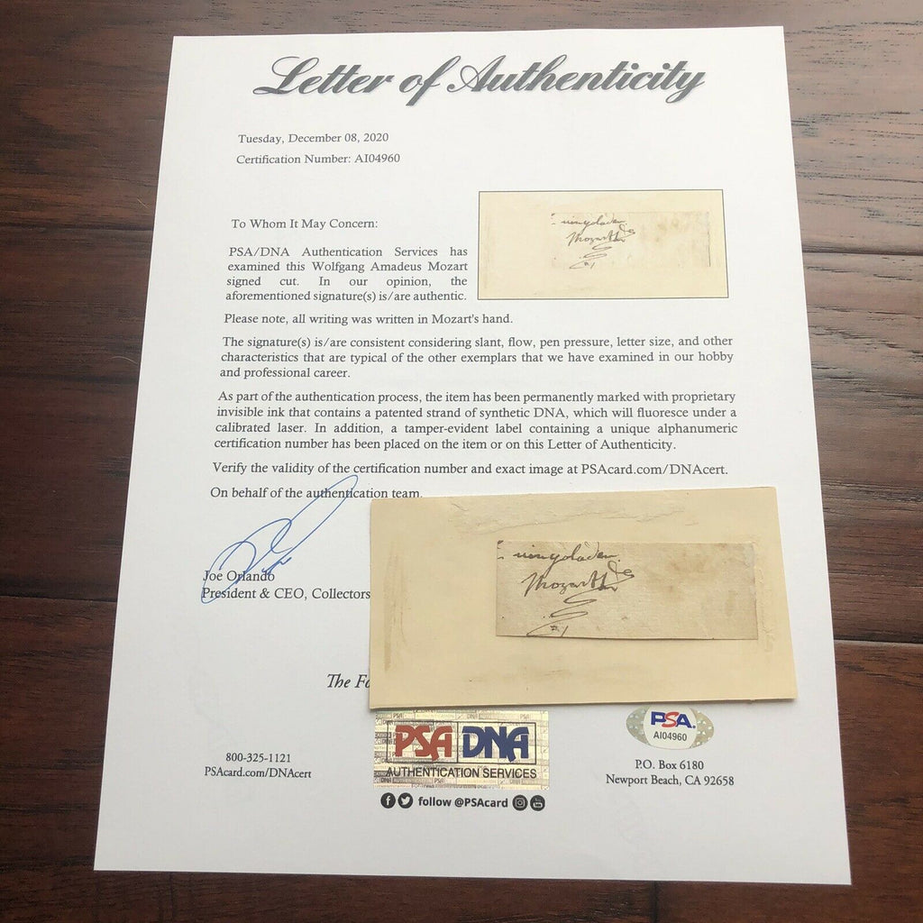 WOLFGANG AMADEUS MOZART * PSA/DNA * Autograph Cut Signature Signed * Requiem