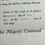 QUEEN ELIZABETH II * JSA LOA * Hand Signed Royal Pardon Document Autograph