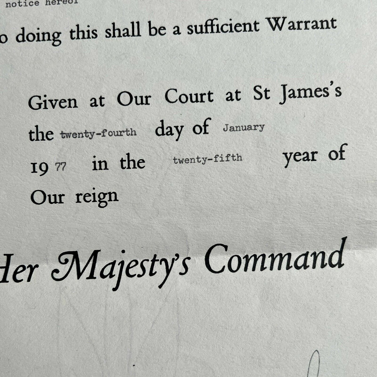 QUEEN ELIZABETH II * JSA LOA * Hand Signed Royal Pardon Document Autograph