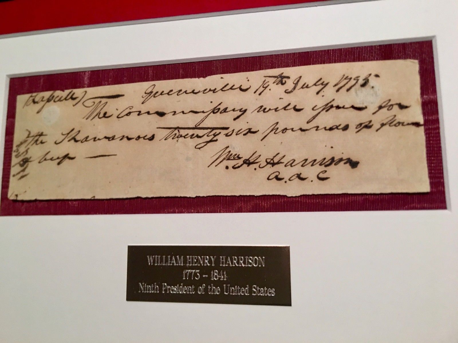 WILLIAM HENRY HARRISON * Scarce AUTOGRAPH Note SIGNED * President * COA