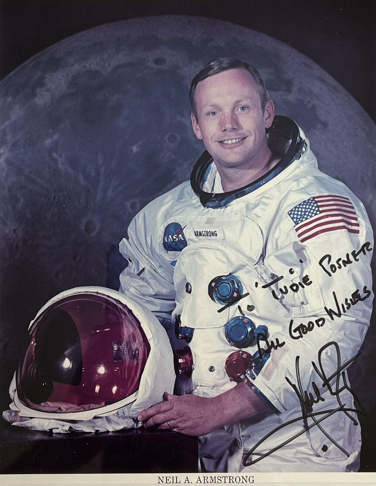 NEIL ARMSTRONG * JSA * Bold Signed NASA White Space Suit Photo Autograph