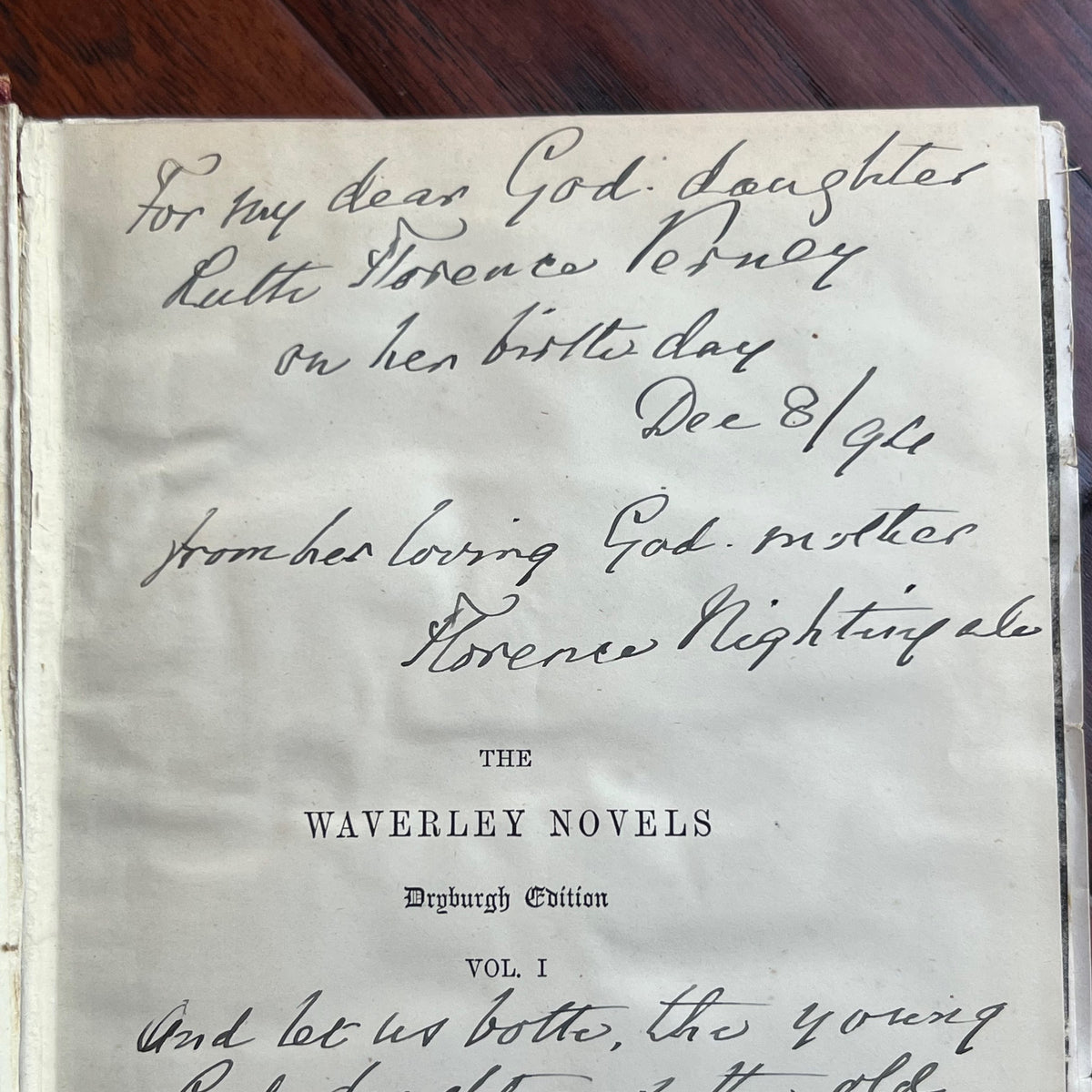 FLORENCE NIGHTINGALE * JSA LOA * Signed Book Gifted to Goddaughter Autograph