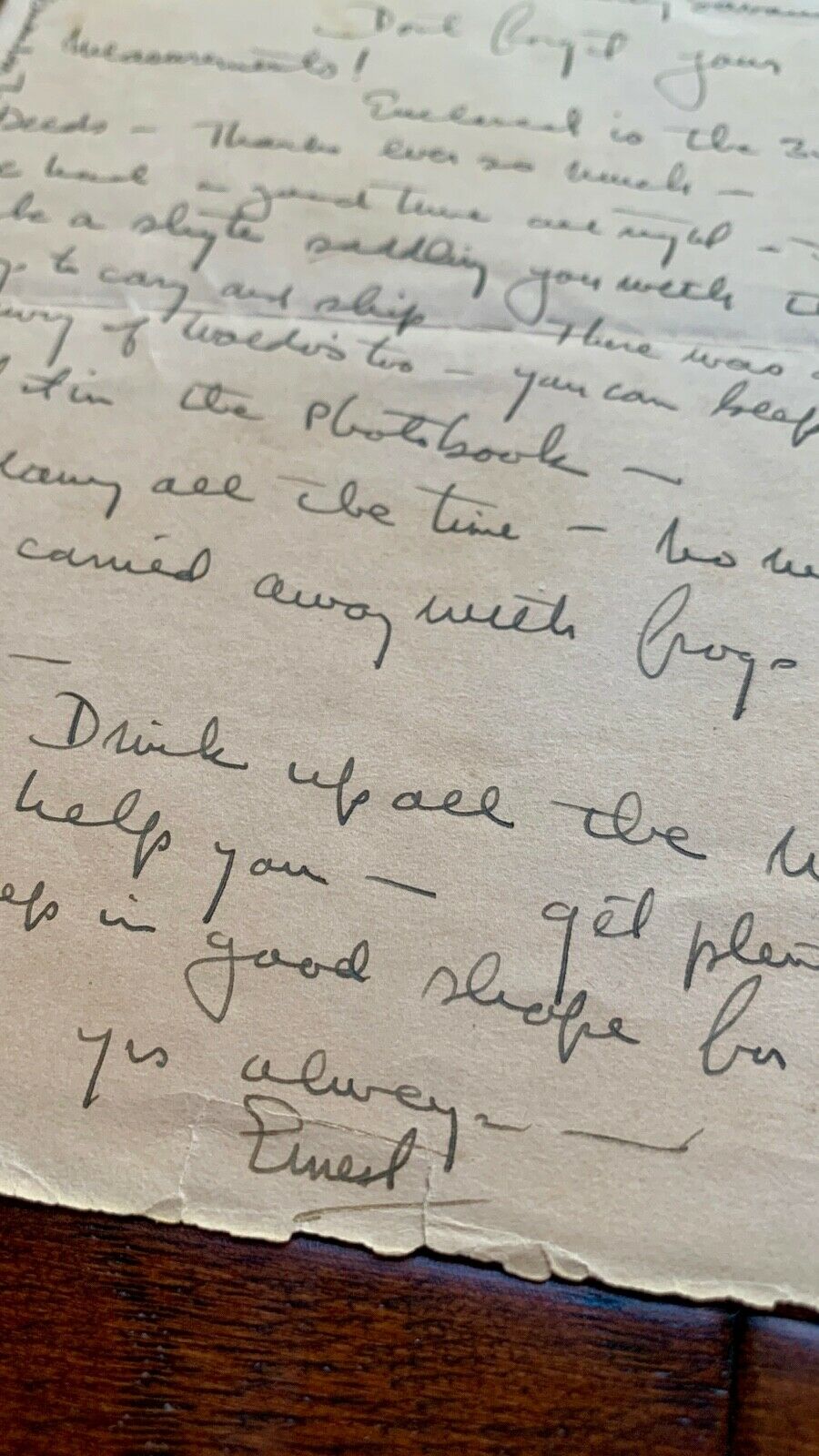 ERNEST HEMINGWAY * BAS * Handwritten Autograph LETTER * "Green Hills of Africa"