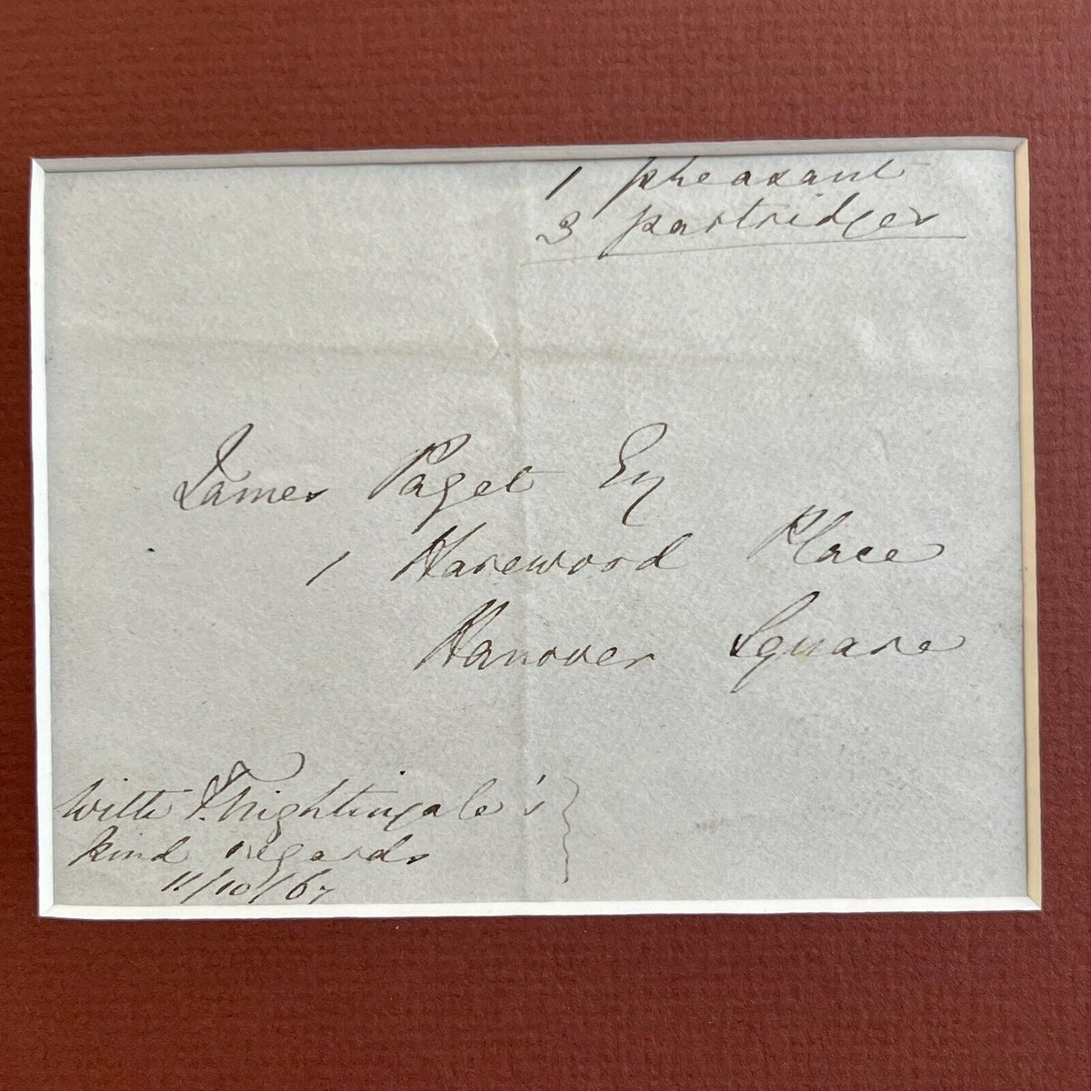 FLORENCE NIGHTINGALE * JSA * Autograph Envelope Signed to Founding Pathologist