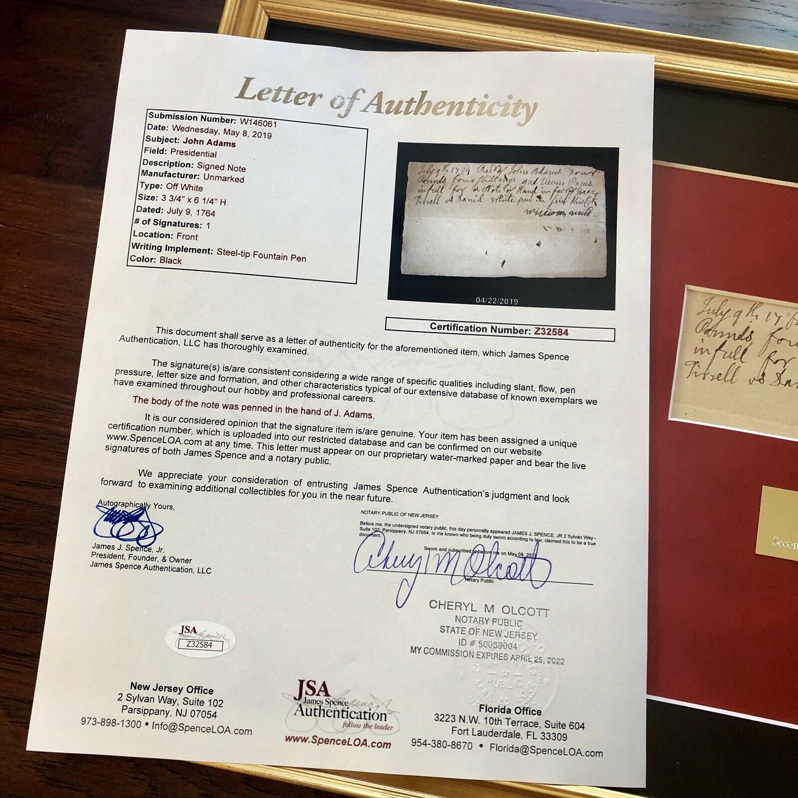 JOHN ADAMS * JSA COA * Scarce AUTOGRAPH Handwritten Note SIGNED * 2nd President