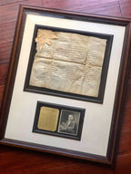 BENJAMIN FRANKLIN * JSA LOA * AUTOGRAPH PA Land Grant Display SIGNED * Ben