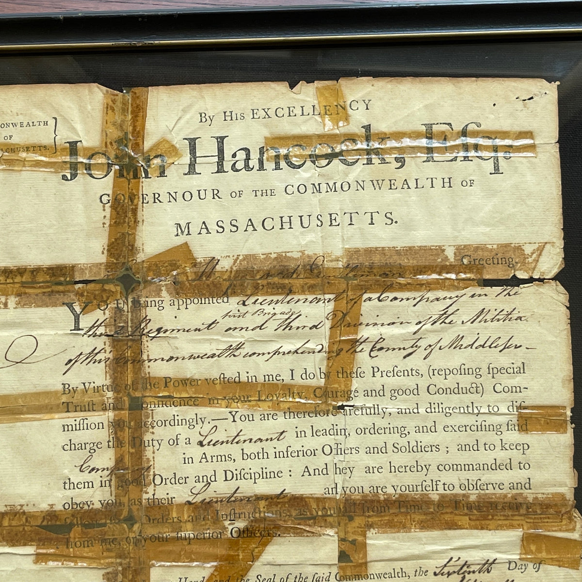 JOHN HANCOCK * PSA/DNA * Signed Militia Appointment Autograph Full Signature