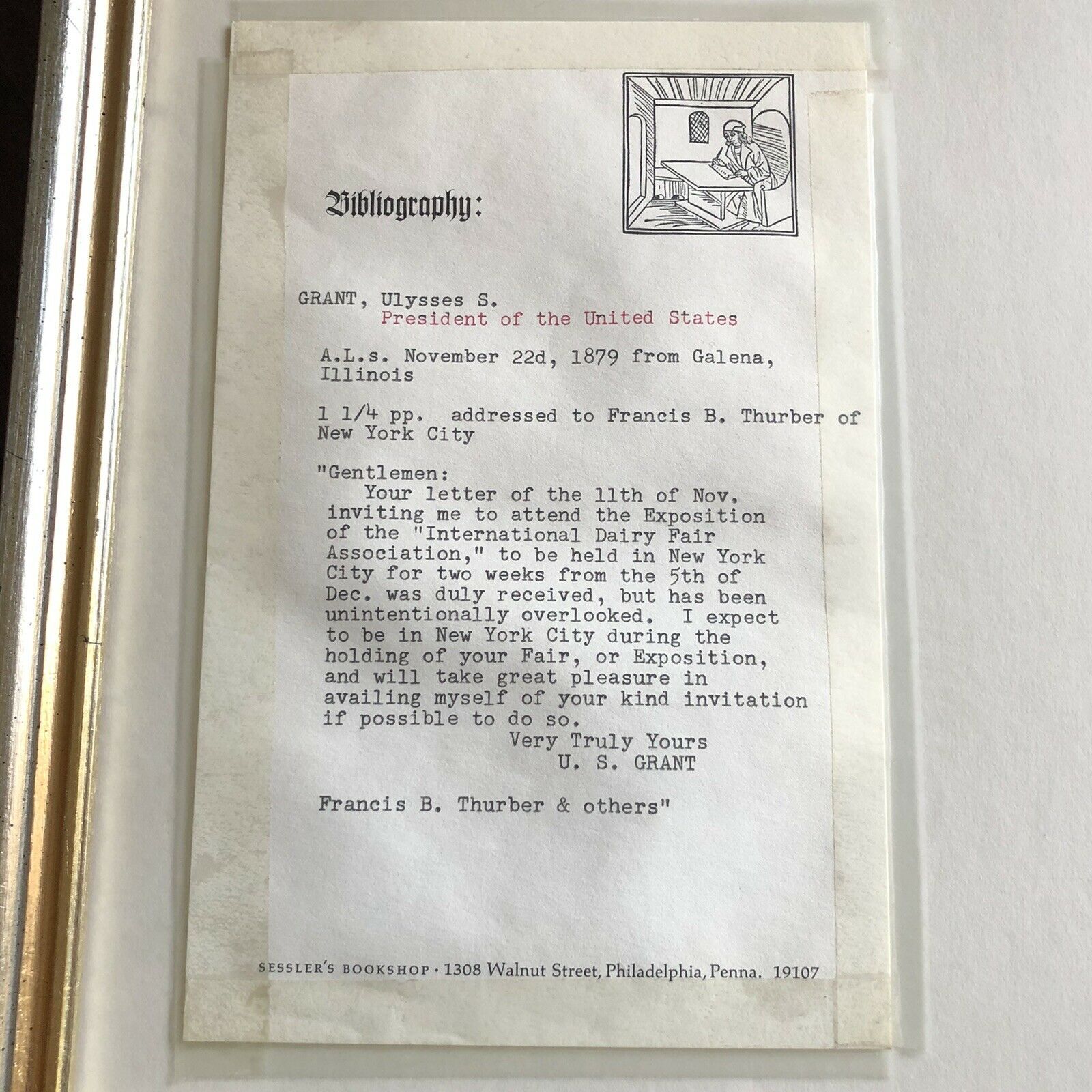 ULYSSES S. GRANT * JSA LOA * Handwritten Autograph Letter Signed * President
