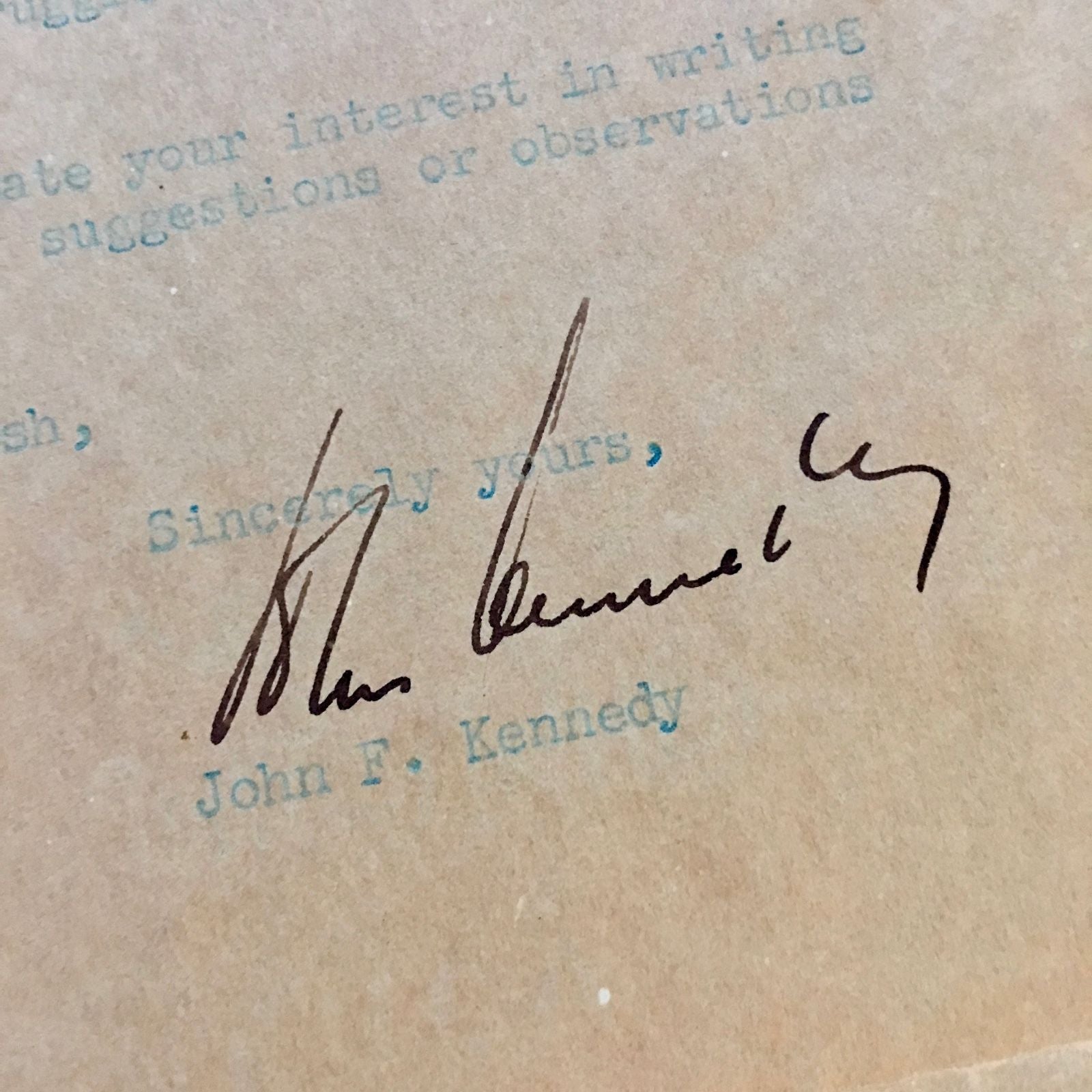 JOHN F. KENNEDY Authentic AUTOGRAPH Letter SIGNED + JSA COA * JFK President