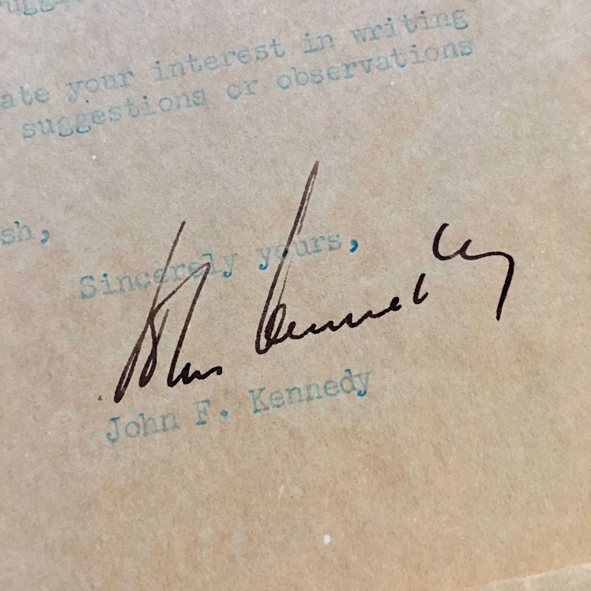 JOHN F. KENNEDY Authentic AUTOGRAPH Letter SIGNED + JSA COA * JFK President