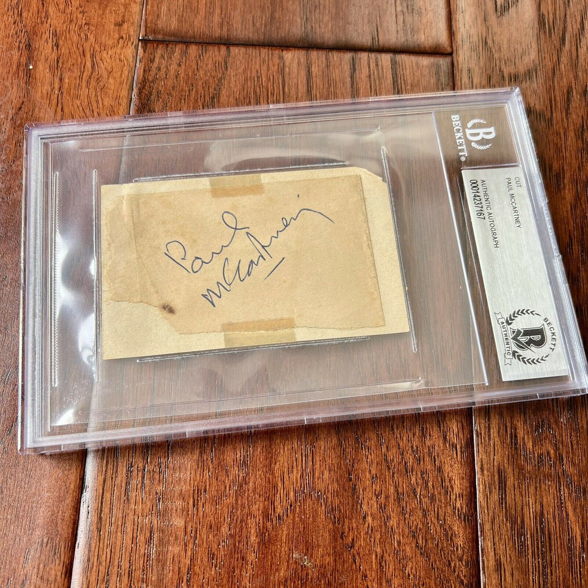 PAUL MCCARTNEY * BAS BECKETT SLAB * AUTOGRAPH CUT SIGNATURE SIGNED * THE BEATLES