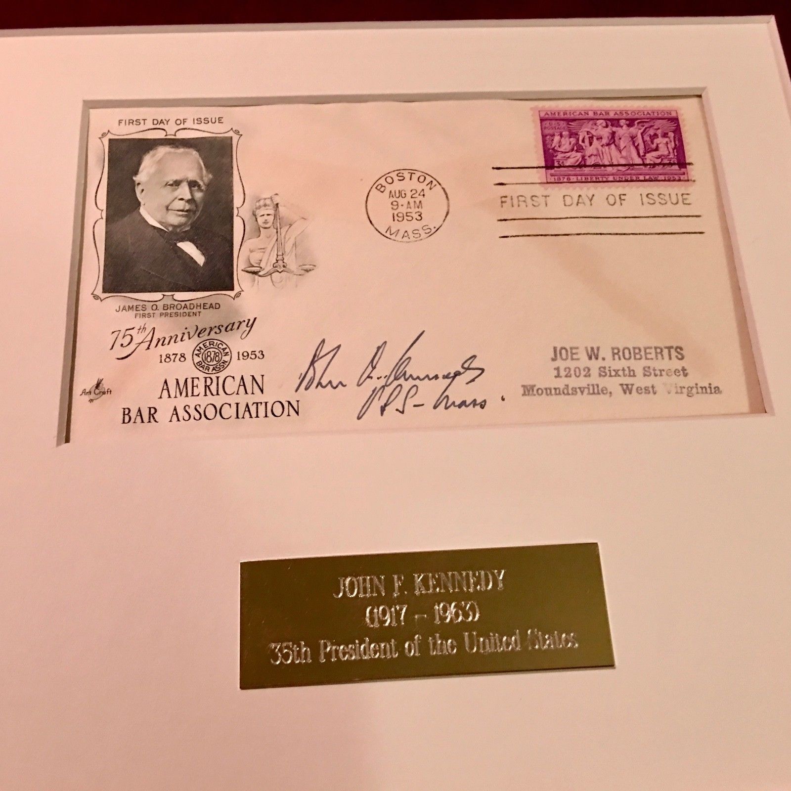JOHN F. KENNEDY * JSA COA * Scarce "USS Mass" AUTOGRAPH Signed * President