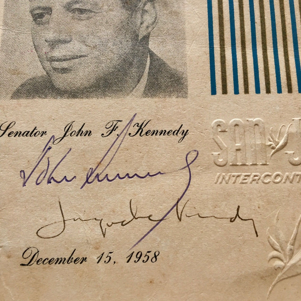JOHN F. KENNEDY * JACQUELINE KENNEDY Scarce AUTOGRAPH Duo Signed * JFK 1958