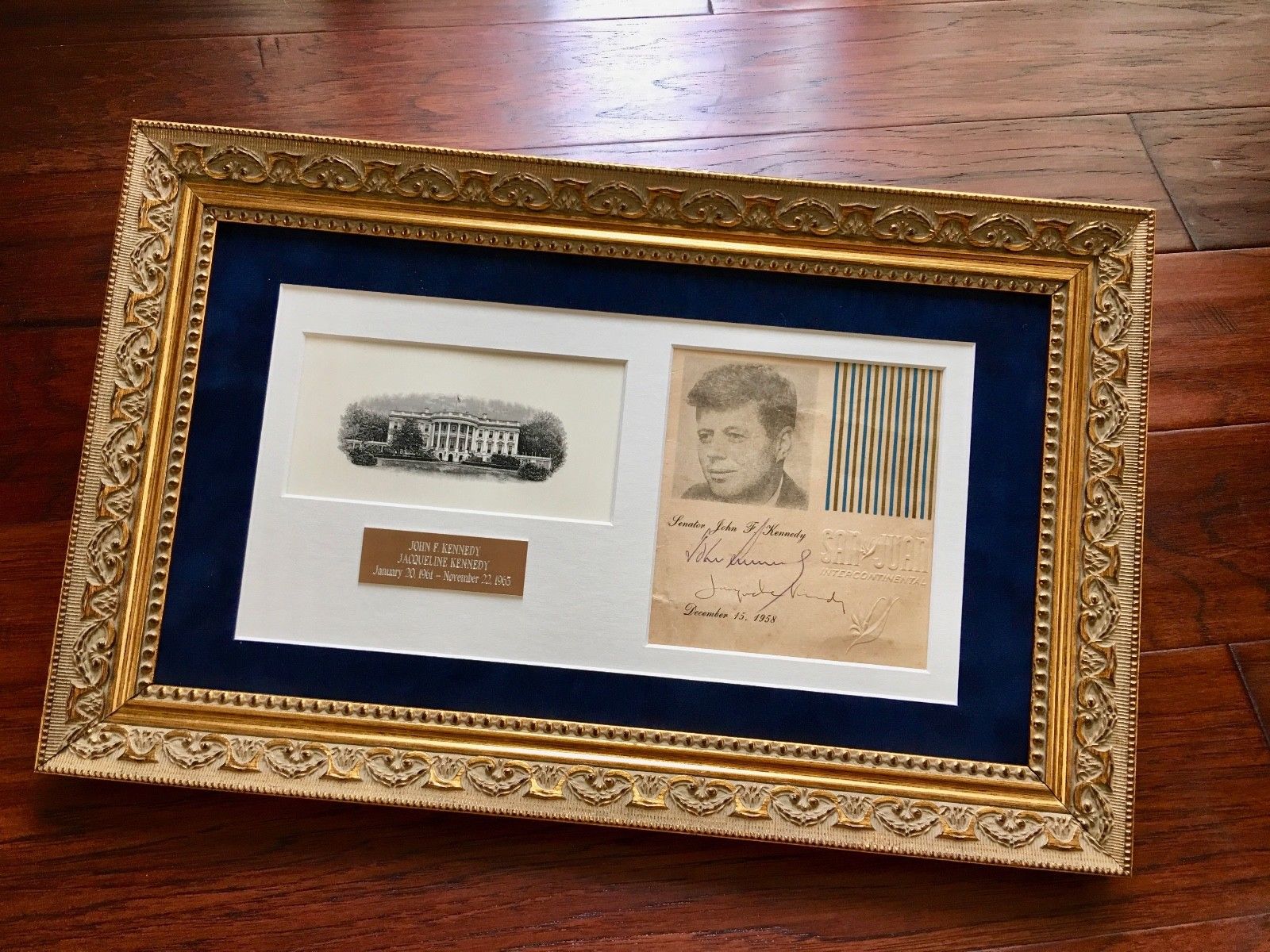 JOHN F. KENNEDY * JACQUELINE KENNEDY Scarce AUTOGRAPH Duo Signed * JFK 1958