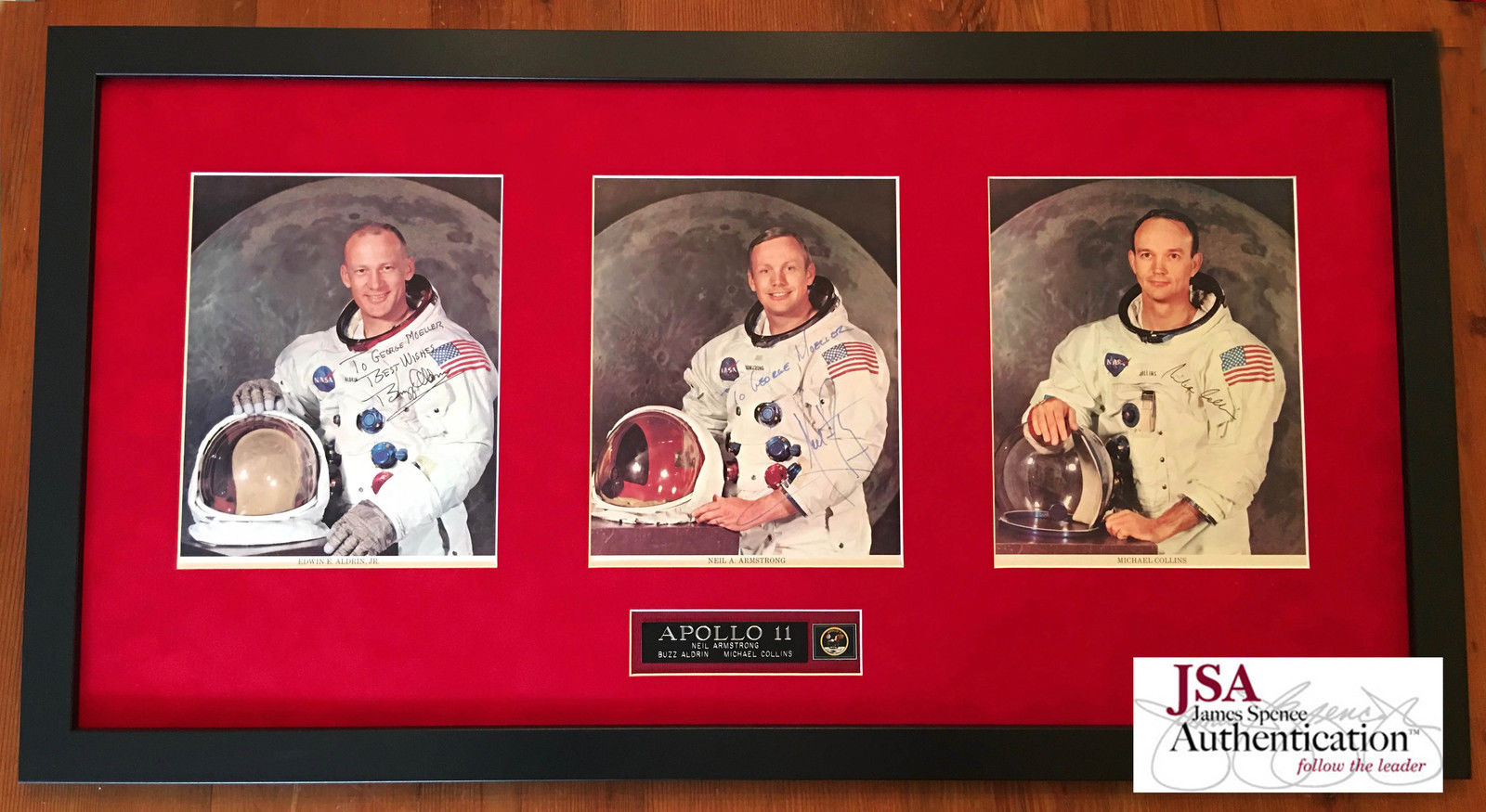 APOLLO 11 CREW SIGNED * JSA COA * scarce AUTOGRAPHS trio * NASA LITHOGRAPHS