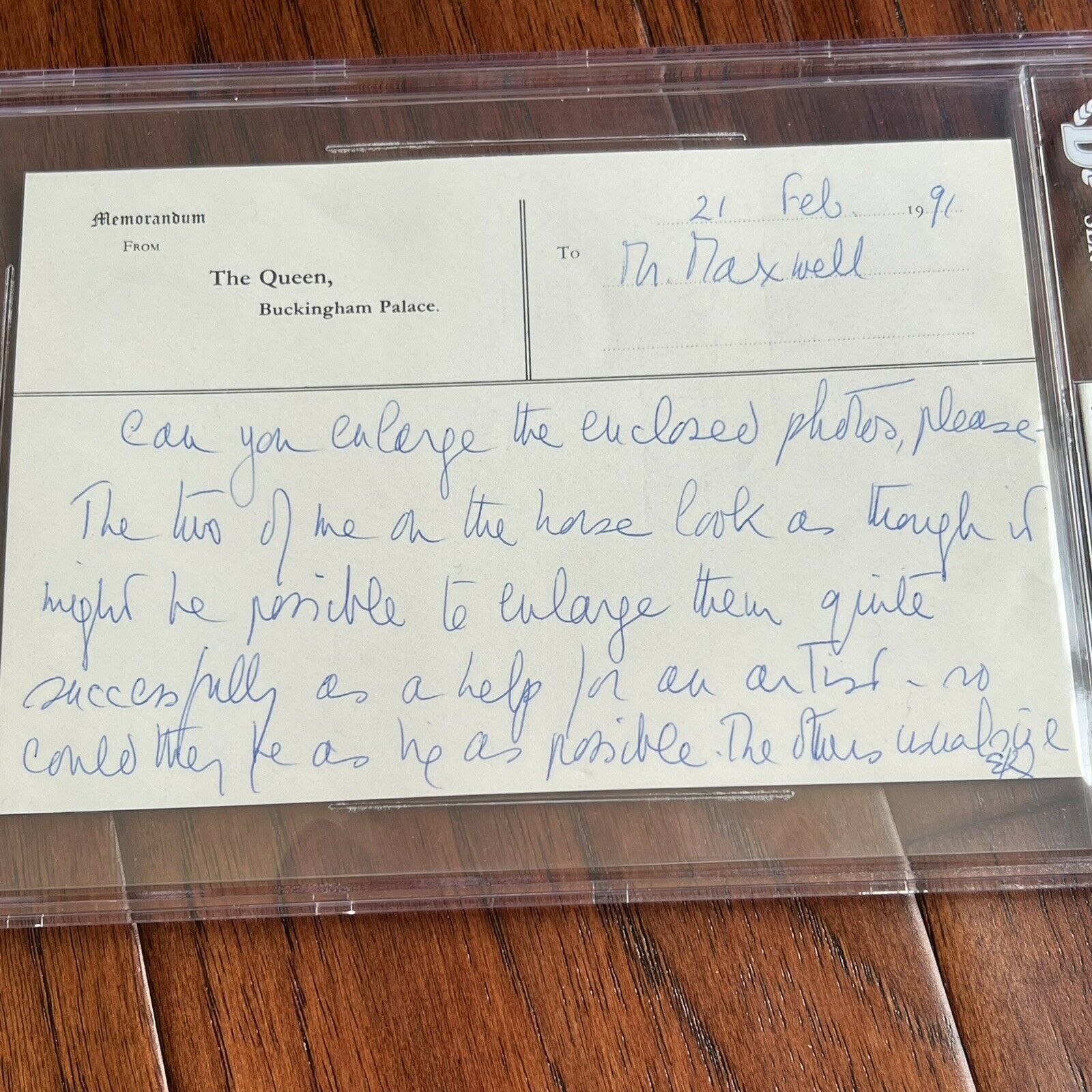 QUEEN ELIZABETH II * BAS * Hand Written AUTOGRAPH Buckingham Palace Note SIGNED