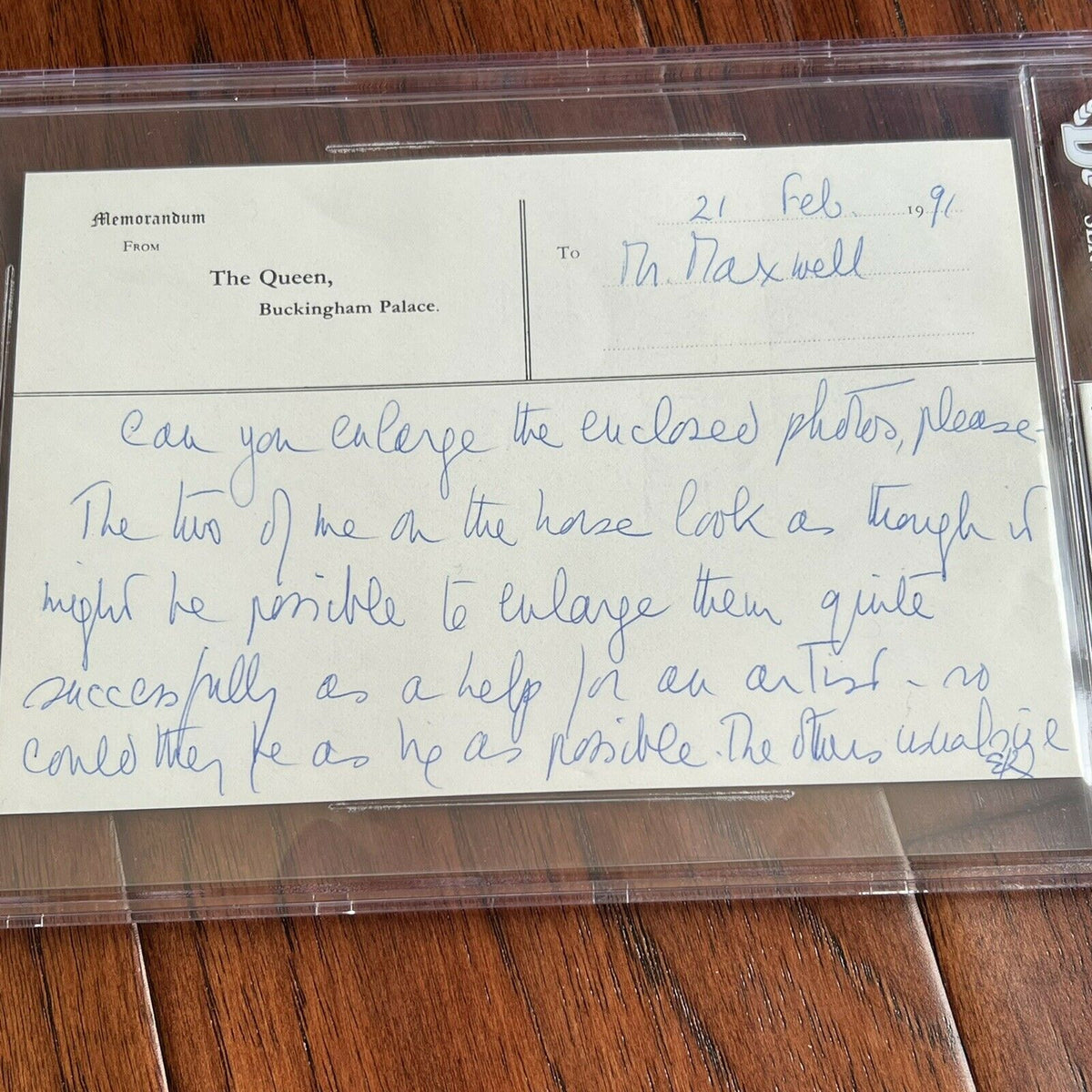 QUEEN ELIZABETH II * BAS * Hand Written AUTOGRAPH Buckingham Palace Note SIGNED