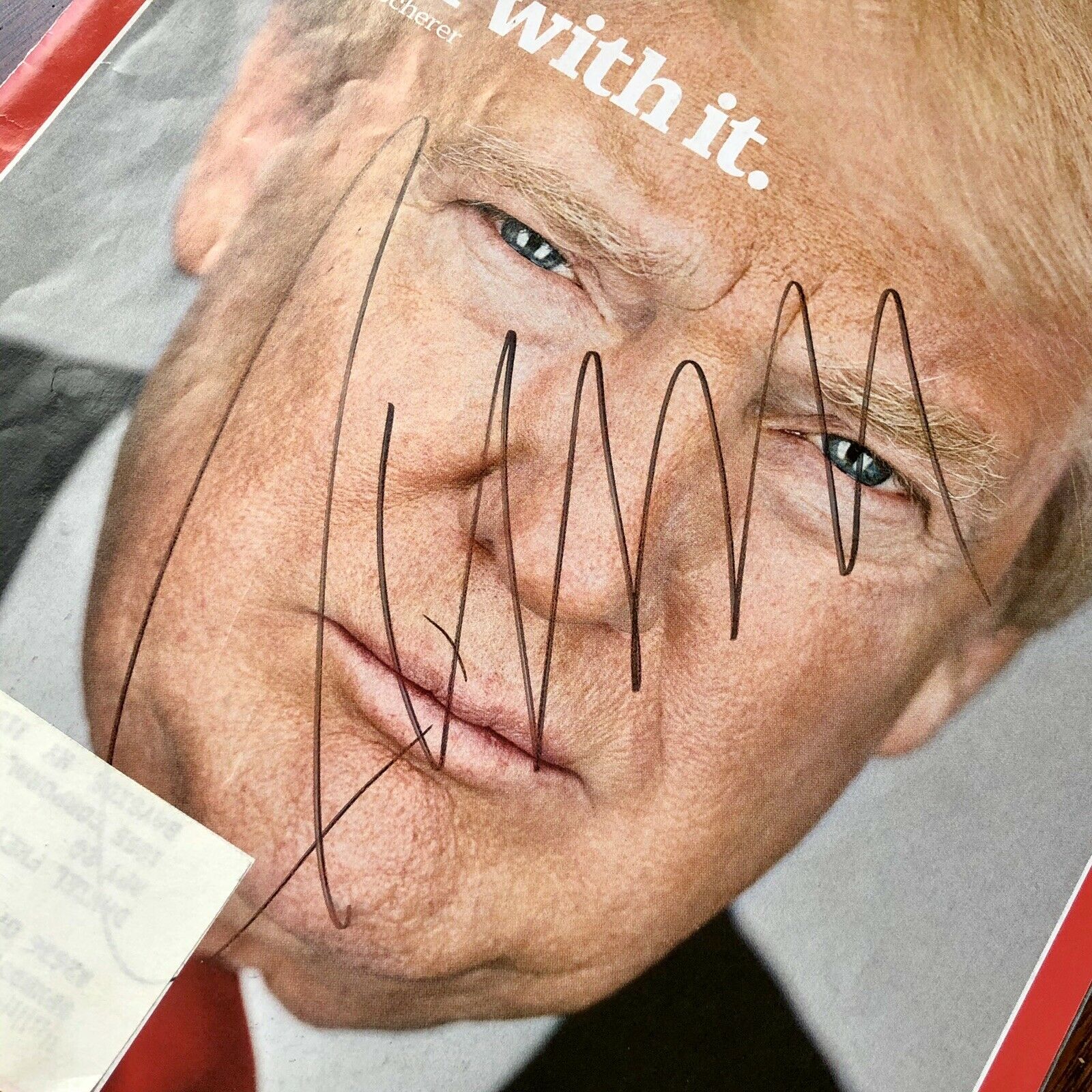 DONALD J TRUMP * Beckett BAS * Hand Signed Deal With It Time Magazine Autograph