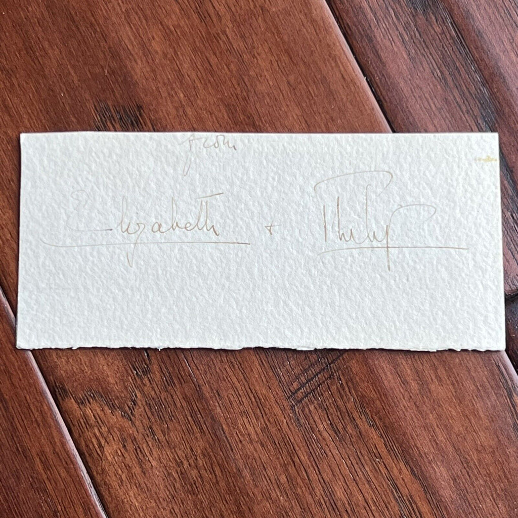QUEEN ELIZABETH II * JSA LOA * Cut Signature Autograph Signed With Prince Philip