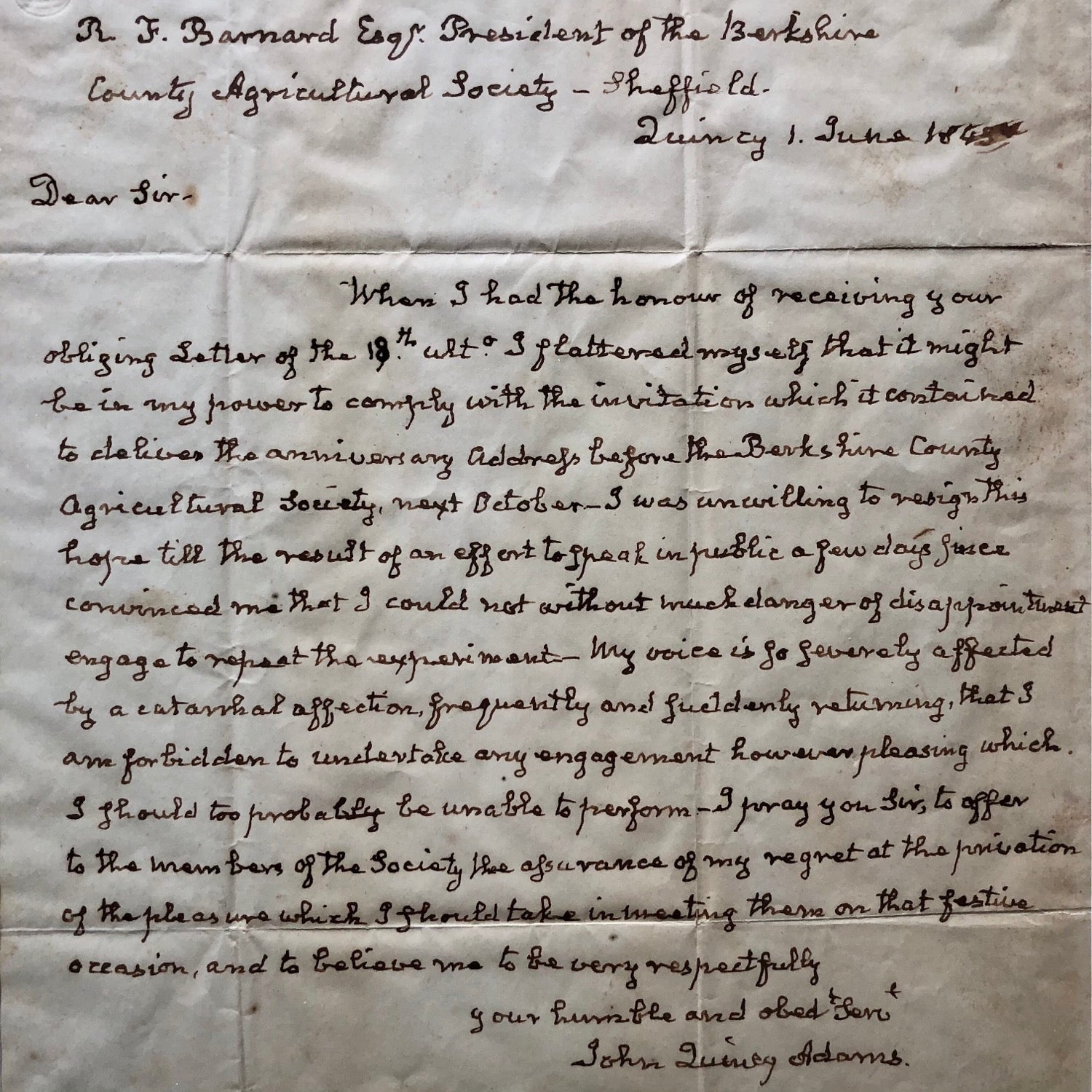 JOHN QUINCY ADAMS * JSA LOA * Handwritten Autograph Letter Signed Full Signature