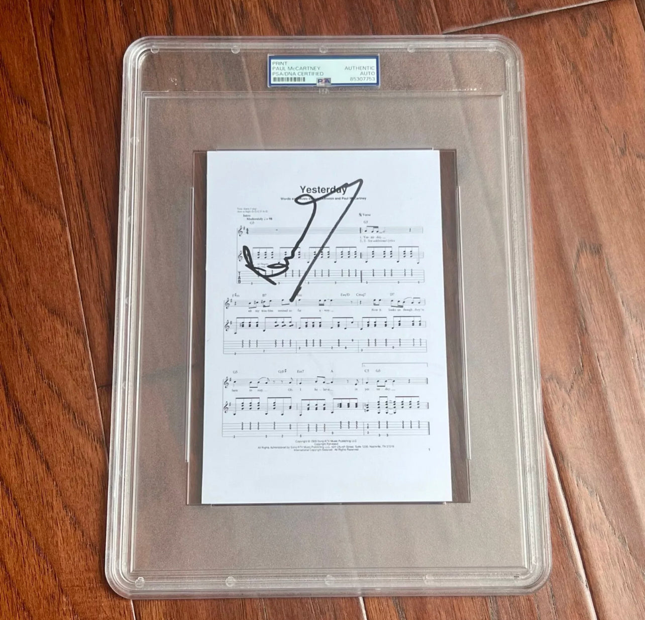 PAUL MCCARTNEY * PSA/DNA * "Yesterday" Song Autograph Souvenir Signed * Beatles