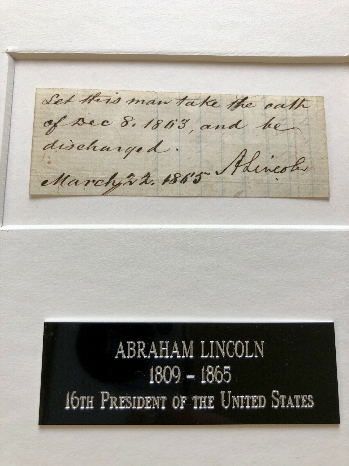ABRAHAM LINCOLN * JSA * Autograph AMNESTY OATH Signed DAYS BEFORE ASSASSINATION!