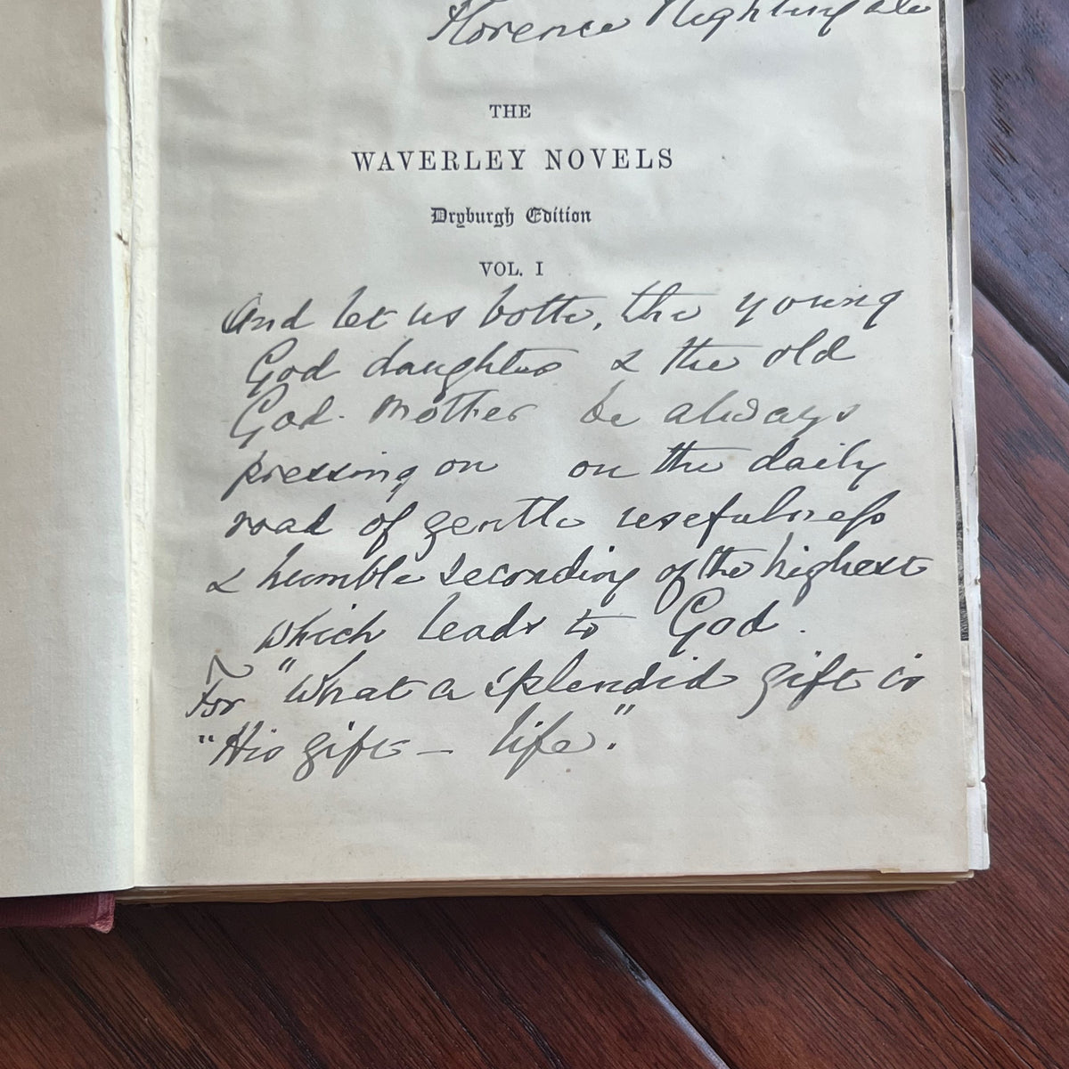 FLORENCE NIGHTINGALE * JSA LOA * Signed Book Gifted to Goddaughter Autograph