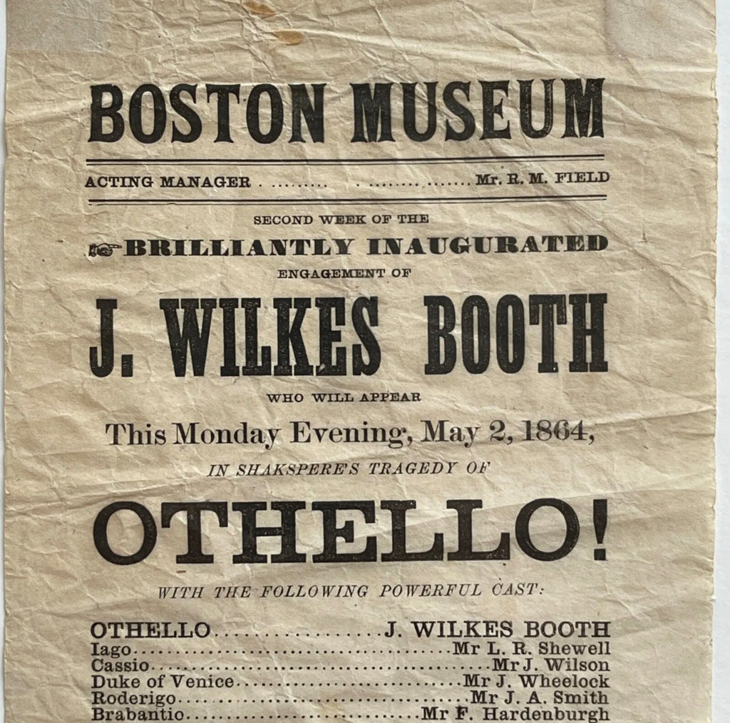 JOHN WILKES BOOTH * Authentic OTHELLO Playbill * 1864 * Abraham Lincoln