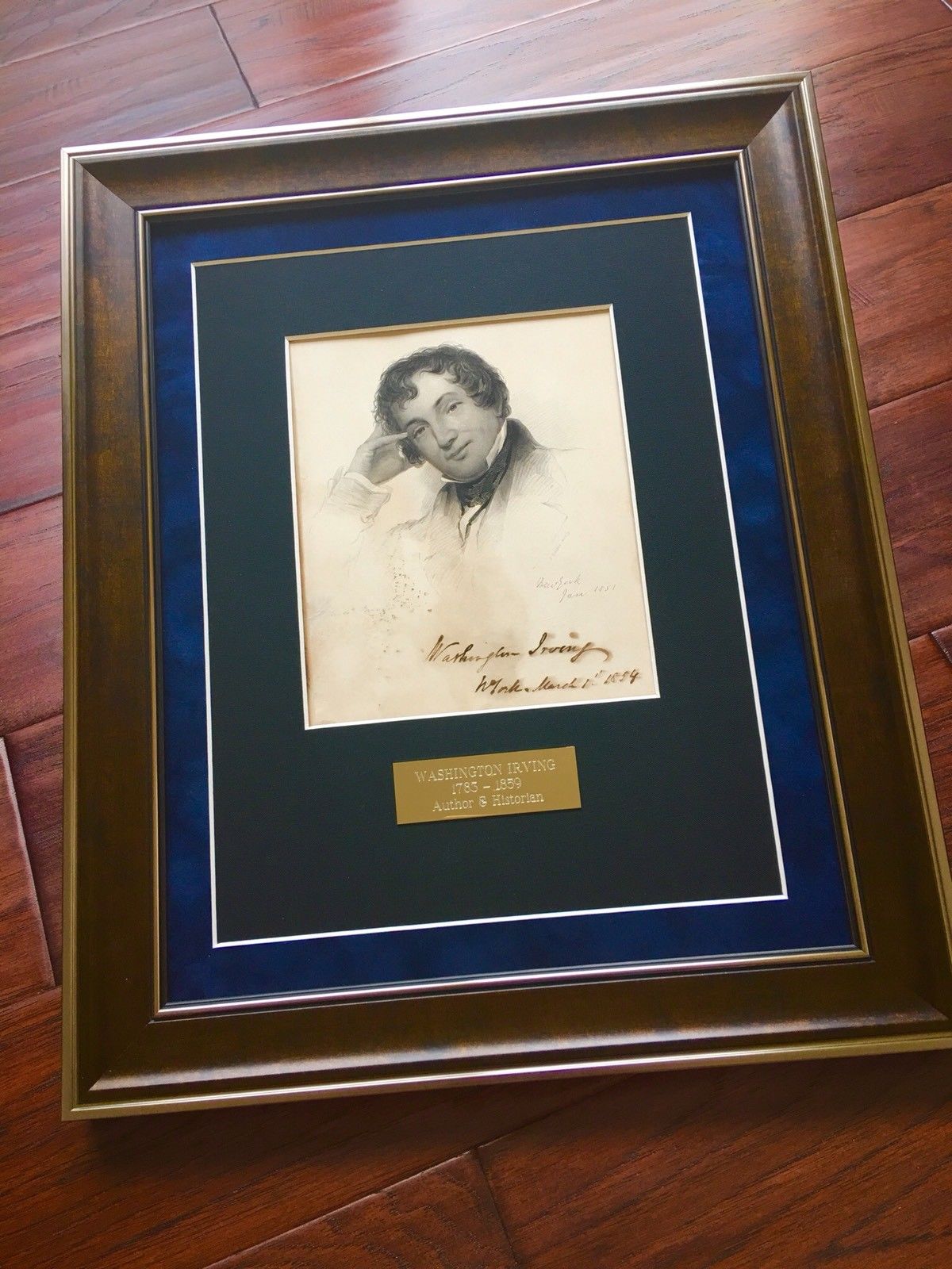 WASHINGTON IRVING * 1/1 SIGNED ENGRAVING * The Legend of Sleepy Hollow Autograph