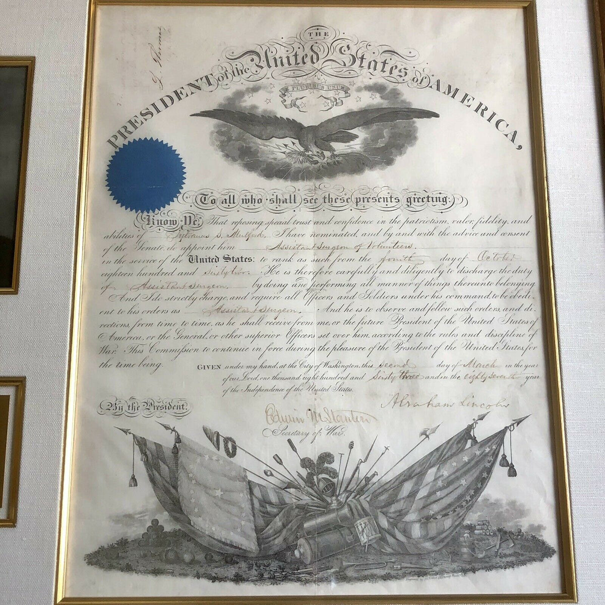 ABRAHAM LINCOLN * JSA LOA * Autograph Promotion of Antietam Veteran Signed *