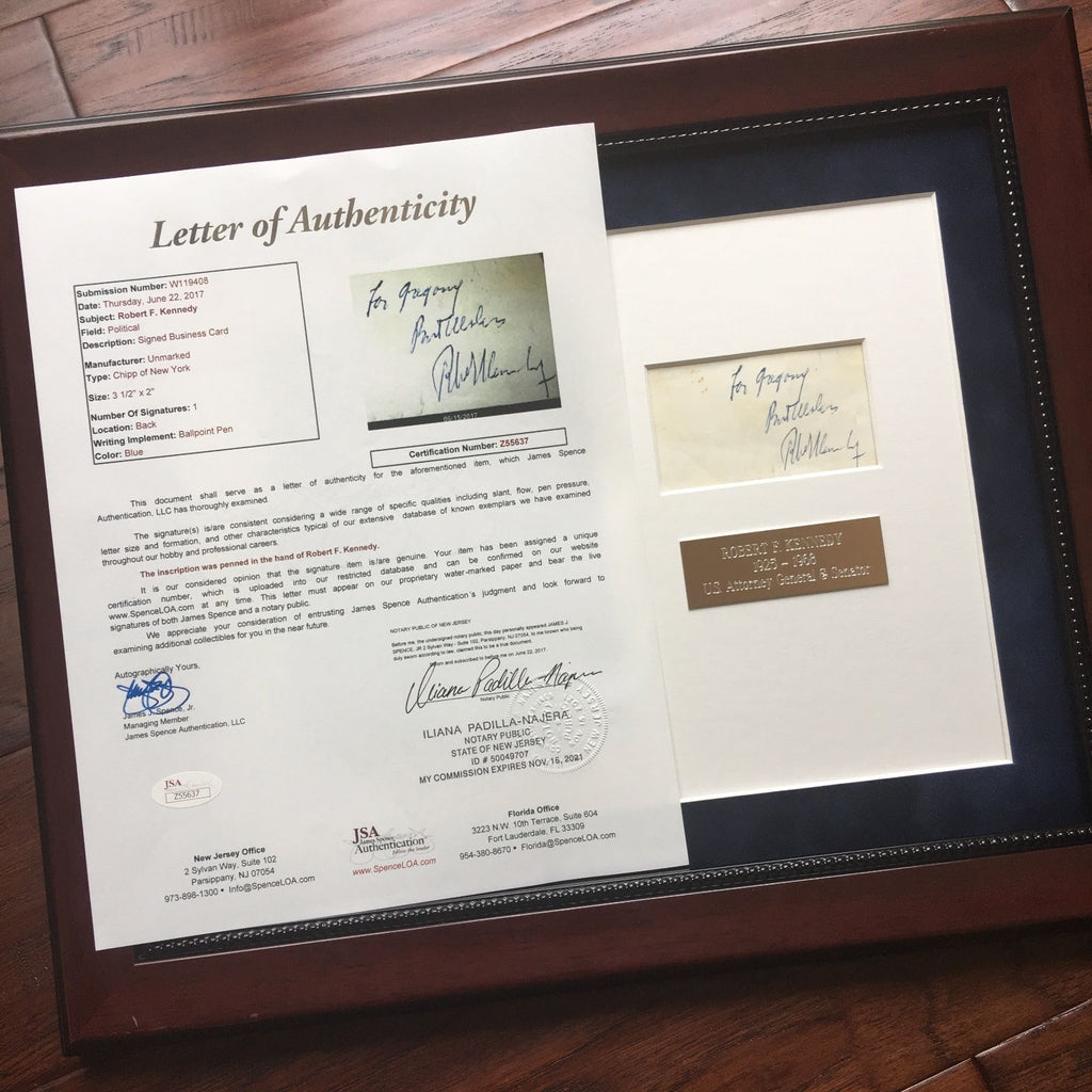 ROBERT F. KENNEDY * JSA COA * Scarce Authentic AUTOGRAPH Card SIGNED
