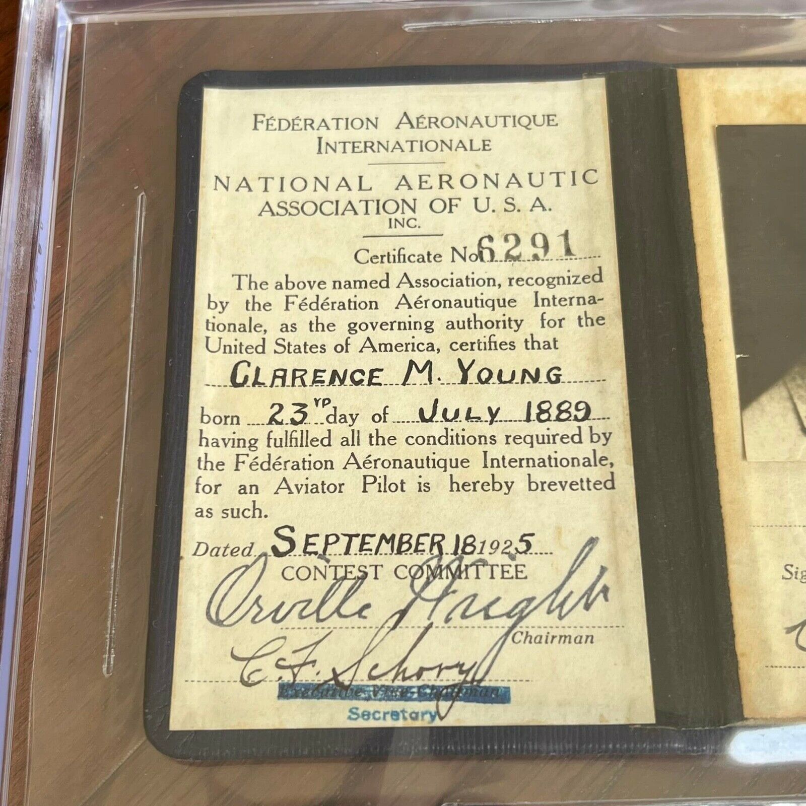 ORVILLE WRIGHT * BAS * Authentic AUTOGRAPH Pilot License SIGNED * Beckett