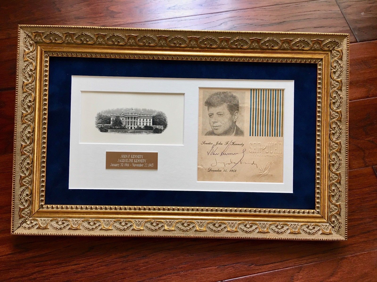 JOHN F. KENNEDY * JACQUELINE KENNEDY Scarce AUTOGRAPH Duo Signed * JFK 1958